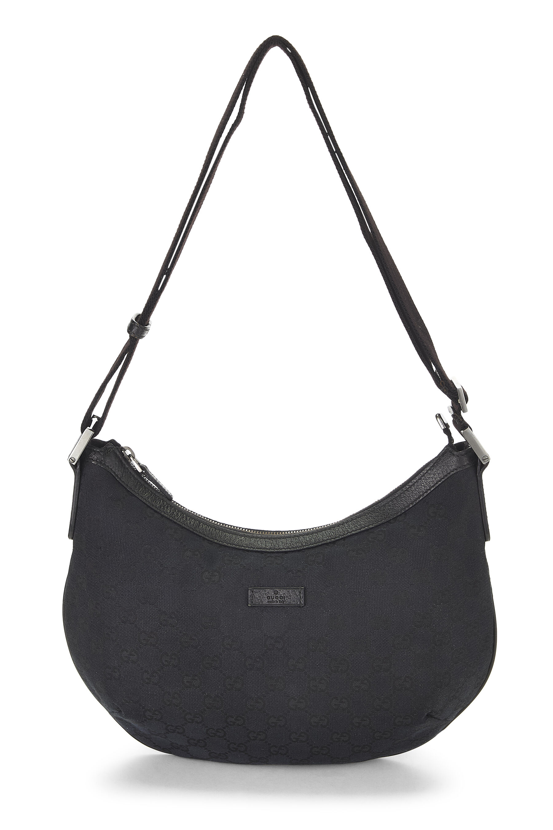 Women's Gucci Black GG Canvas Round Web Messenger in Black
