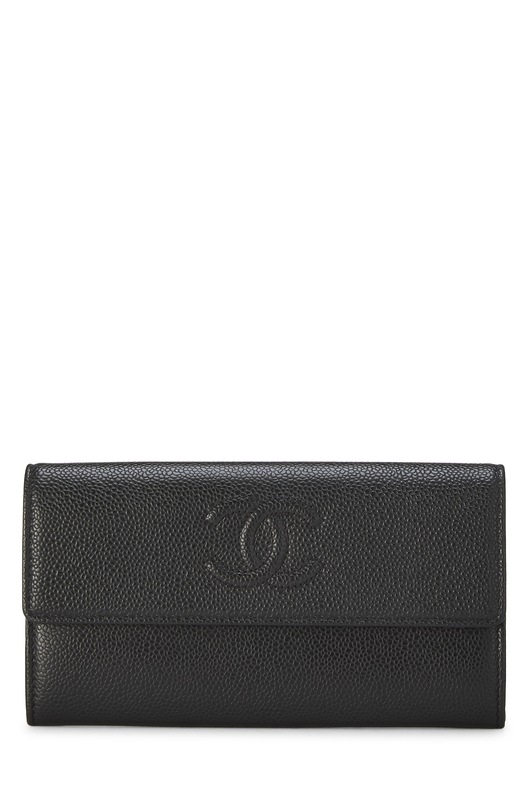 Women's Chanel Black Caviar Timeless 'CC' Long Wallet in Black