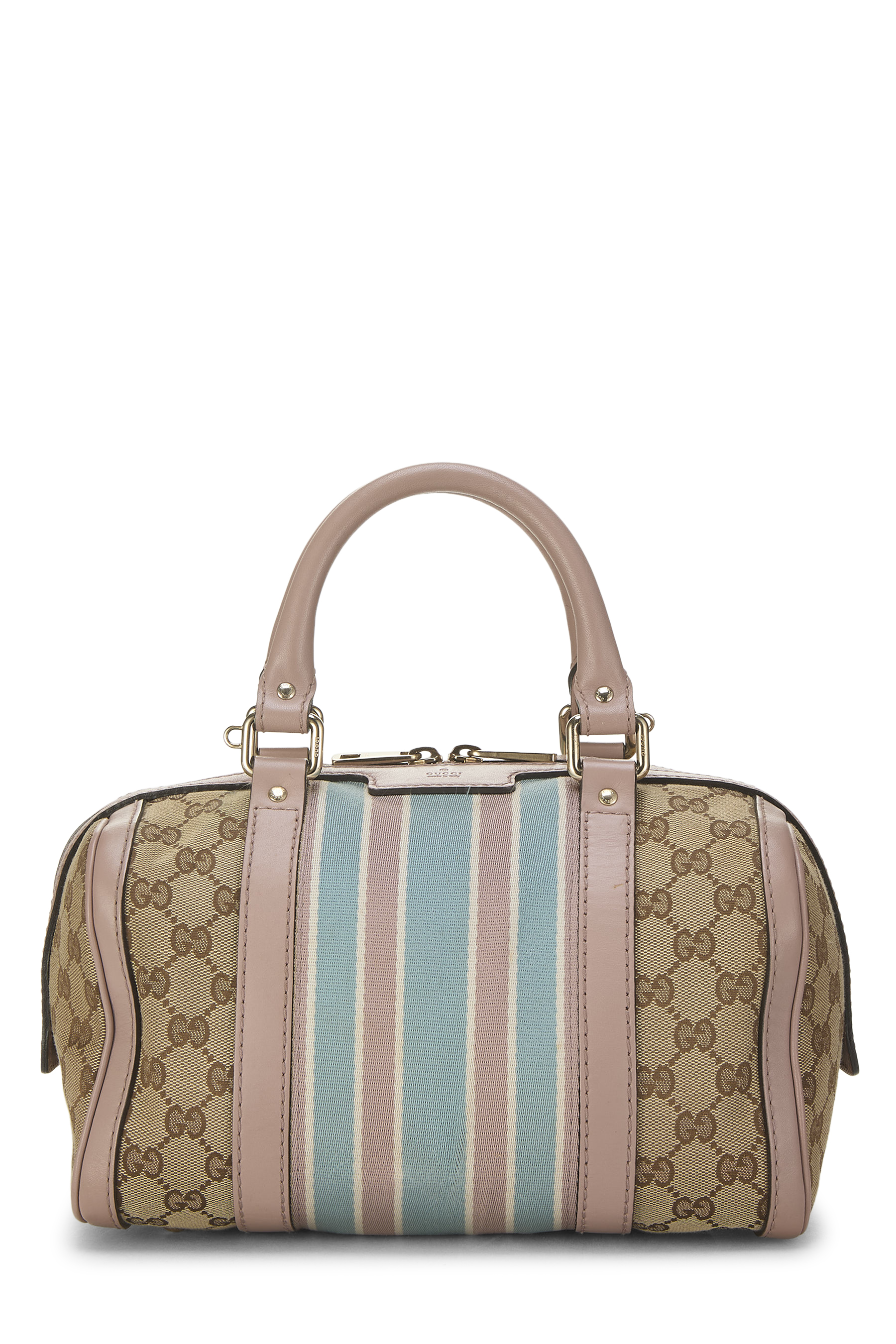 Women's Gucci Pink Original GG Canvas Web Boston Handbag Small in Pink Small