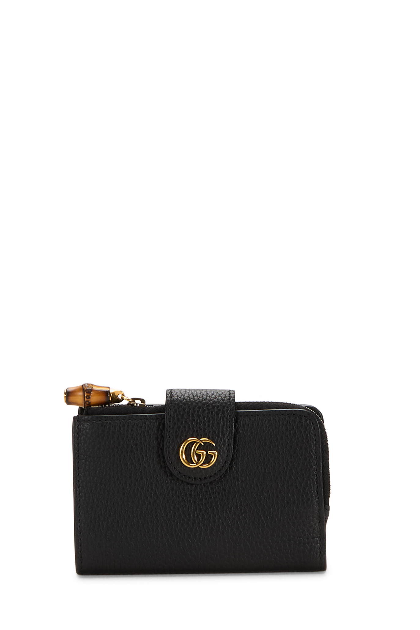 Women's Gucci Black Leather Bamboo GG Marmont Wallet in Black