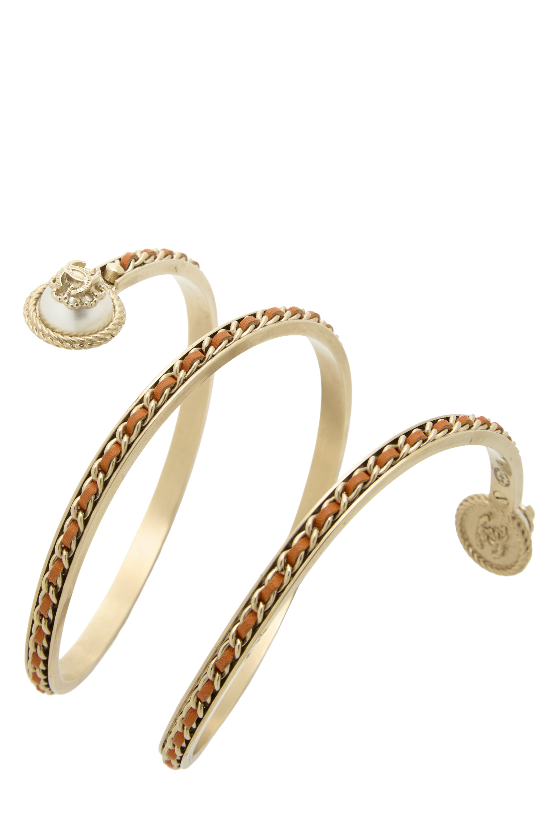 Women's Chanel Orange Twist 'CC' Bangle in Orange