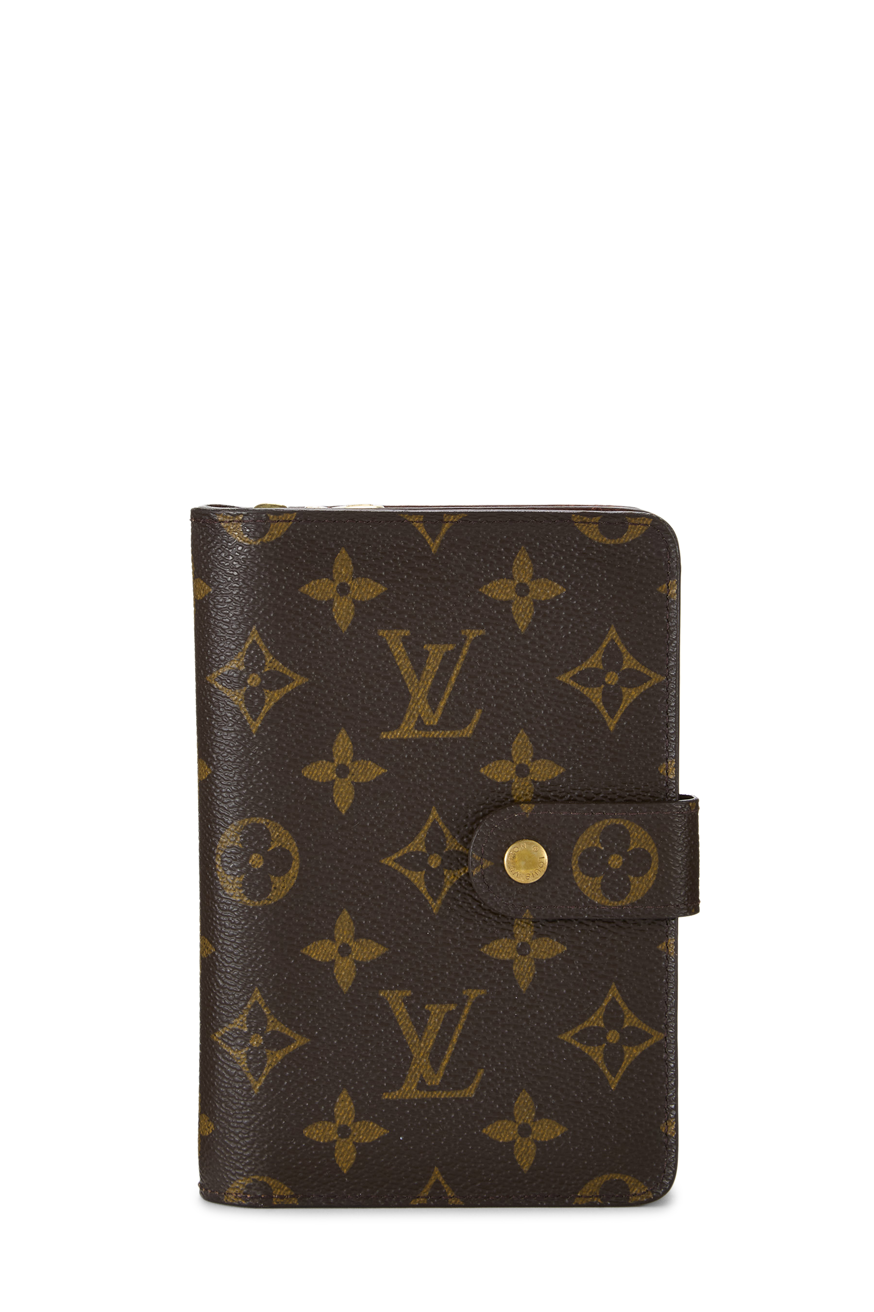 Women's Louis Vuitton Monogram Canvas Porte Papier Zipper Wallet in Brown