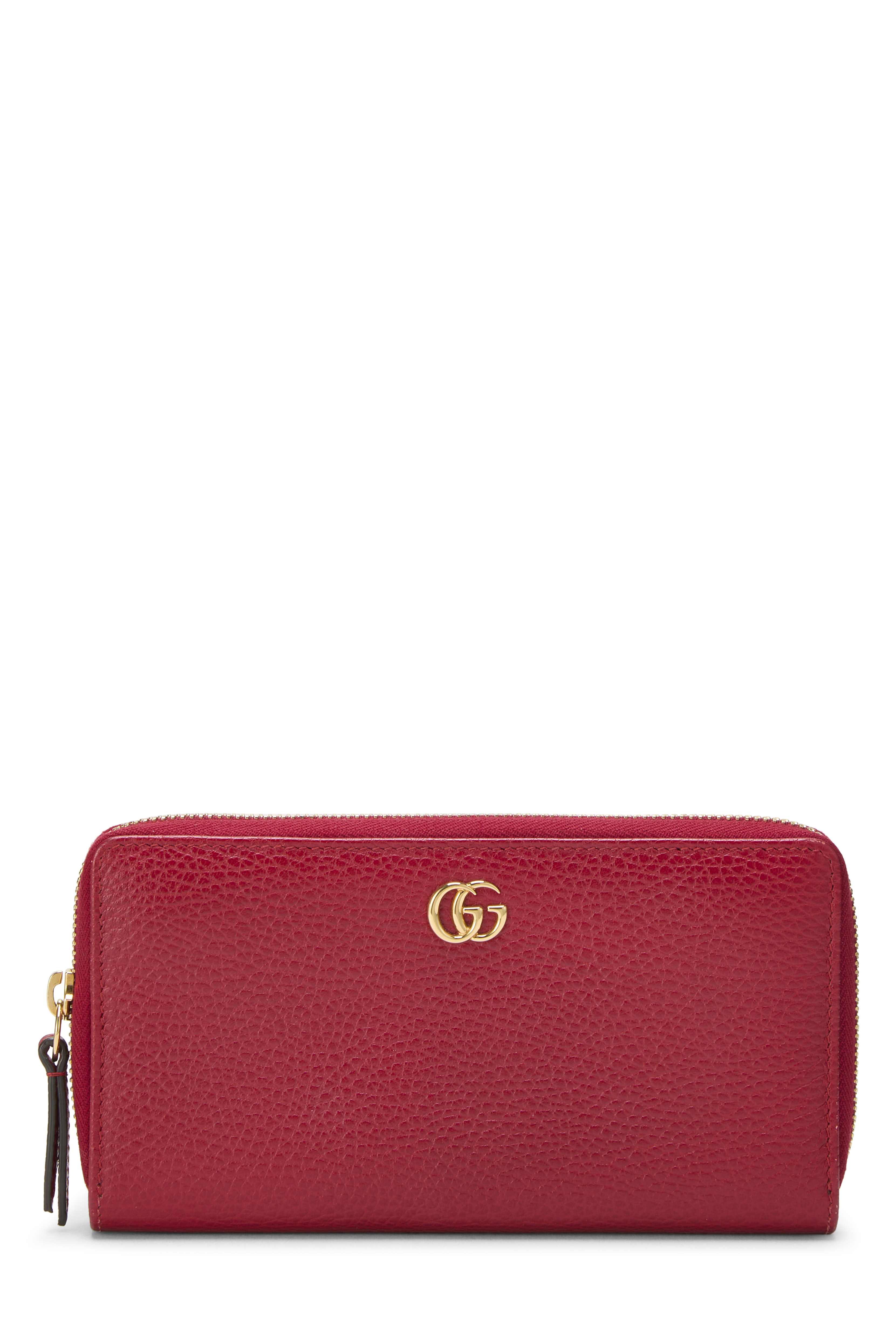 Women's Gucci Red Leather GG Zip Around Wallet in Red