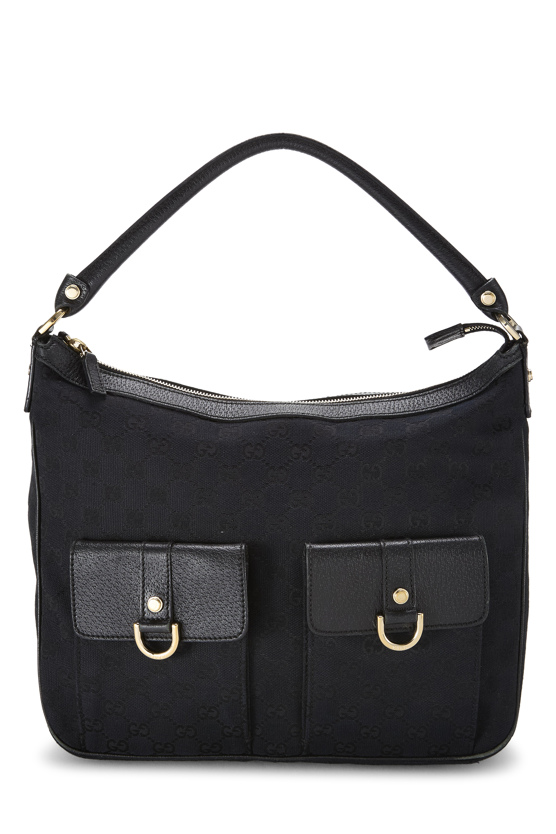 Women's Gucci Black GG Canvas Abbey Pocket Hobo in Black