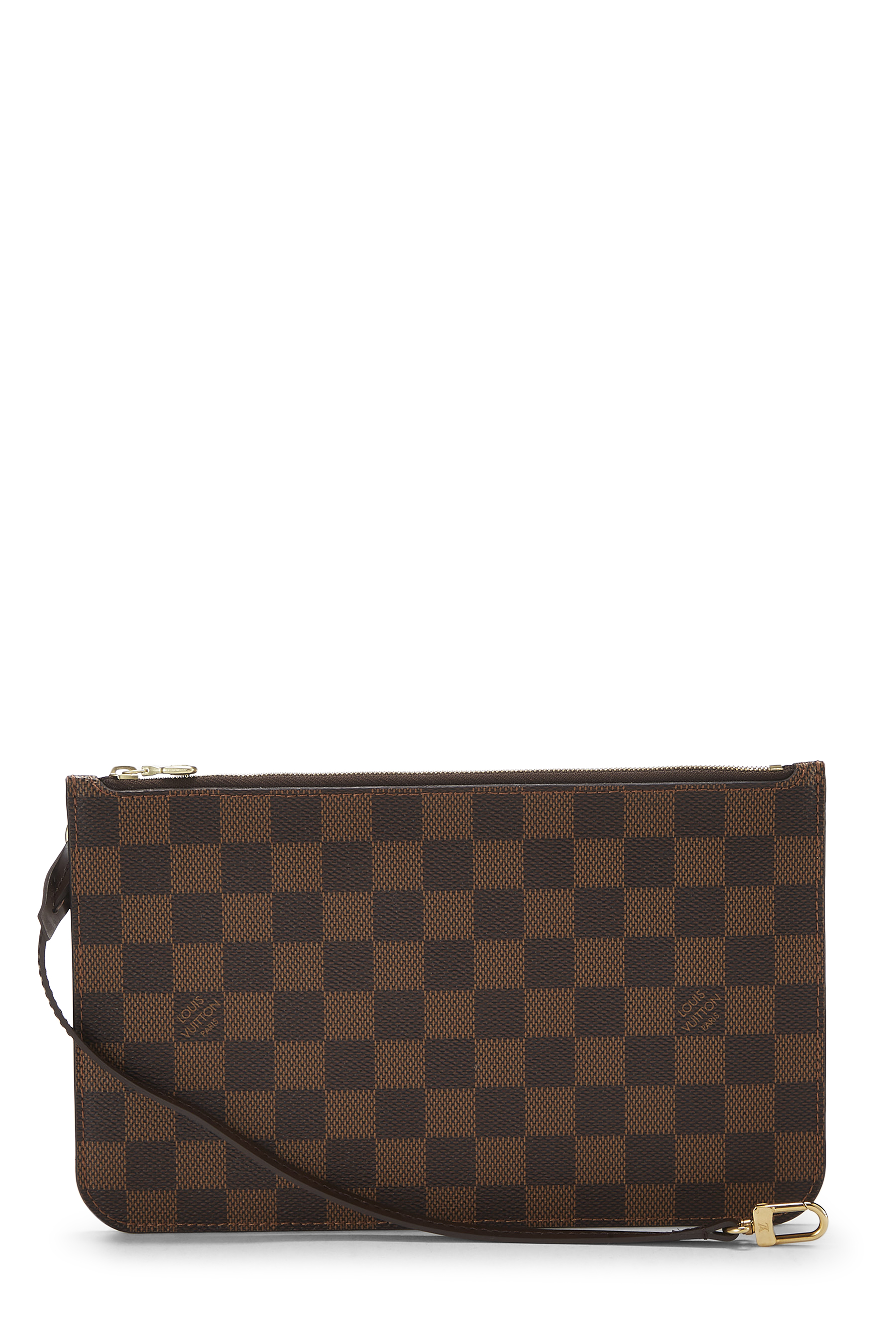 Women's Louis Vuitton Damier Ebene Neverfull Pouch in Brown MM