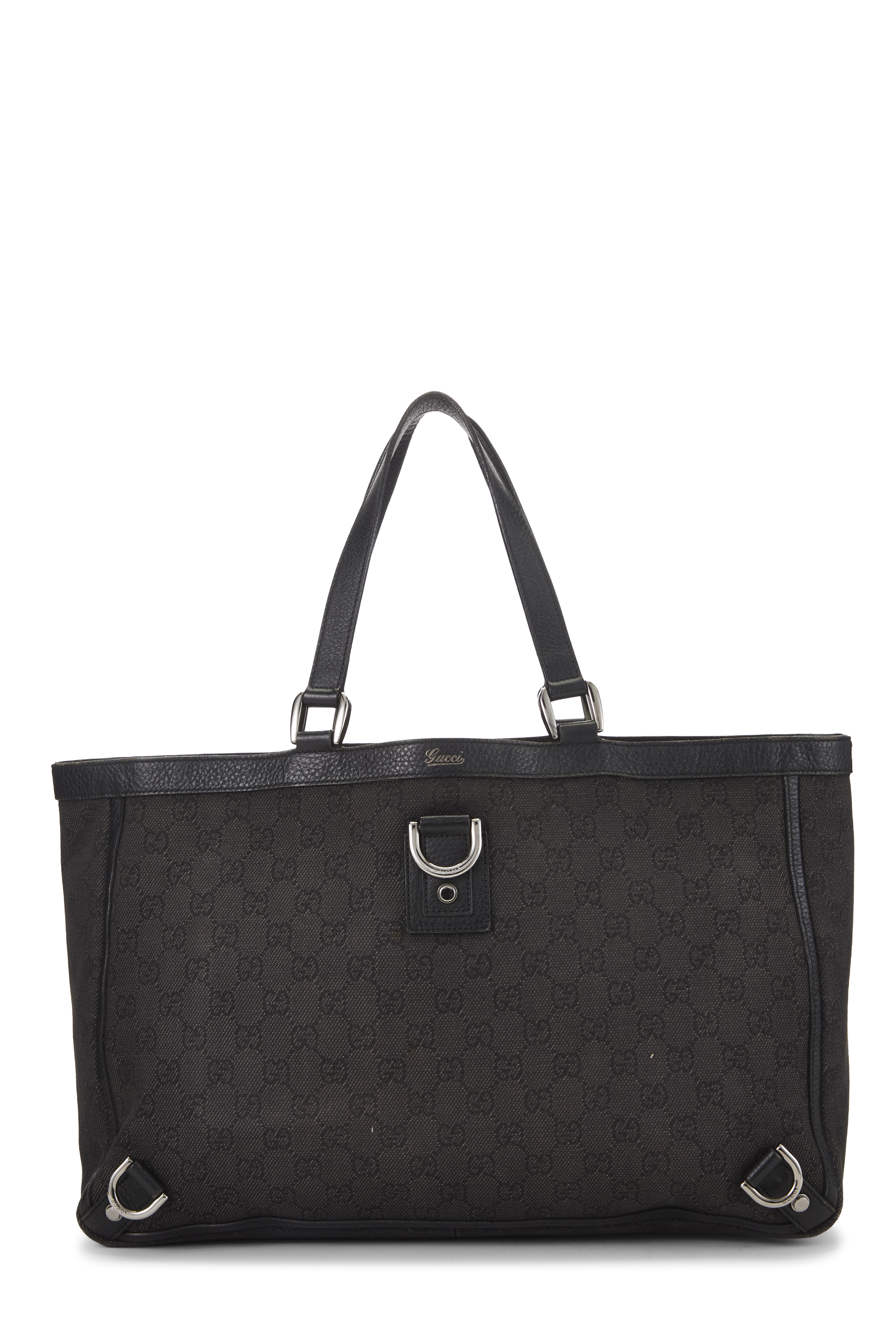 Women's Gucci Black GG Denim D-Ring Abbey Tote Large in Black Large