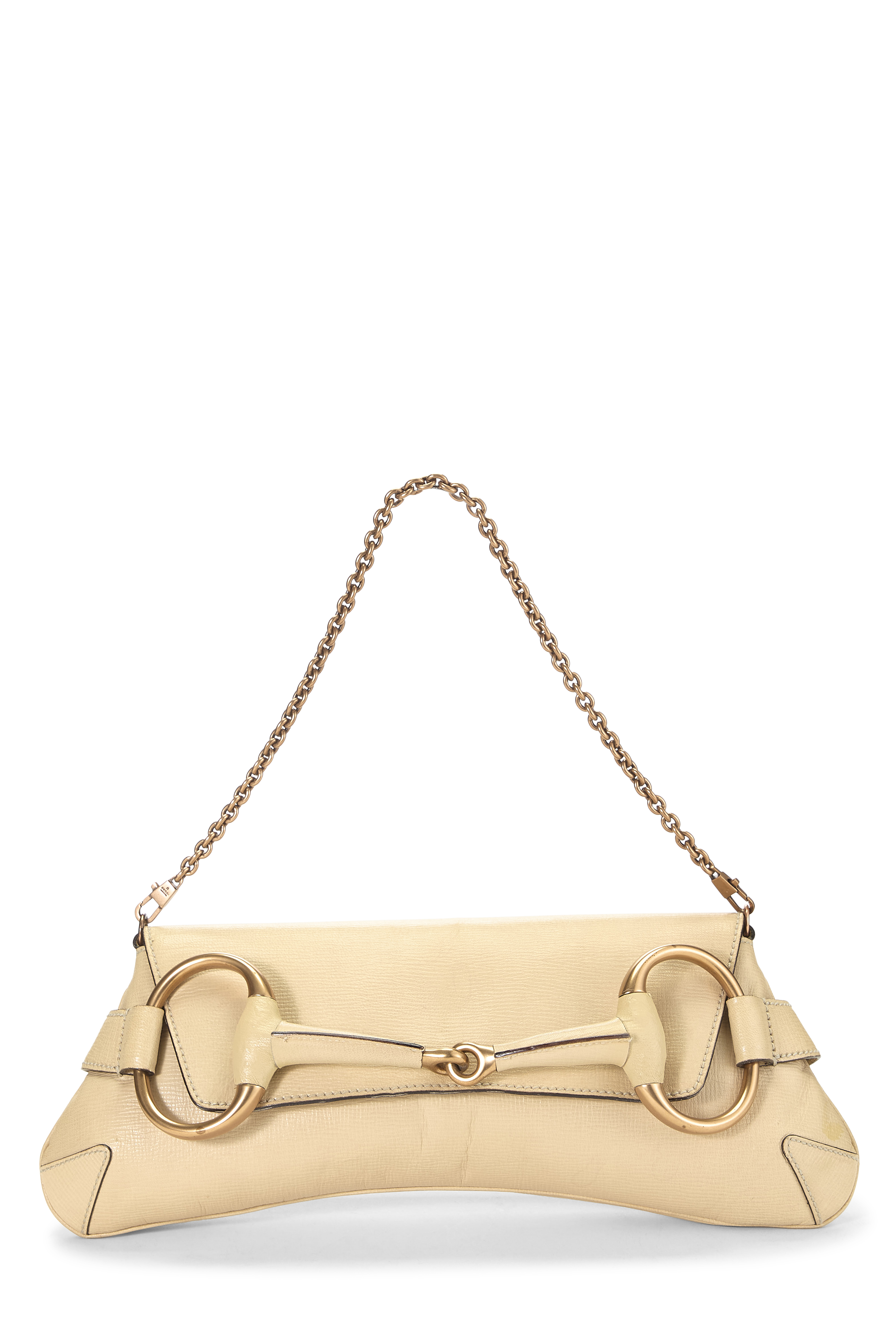 Women's Gucci Beige Leather Horsebit Chain Shoulder Bag in Beige