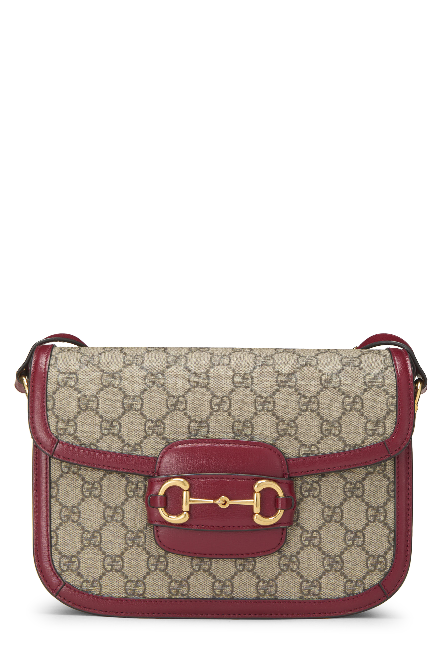 Women's Gucci Red GG Supreme Canvas 1955 Horsebit Shoulder Bag in Red