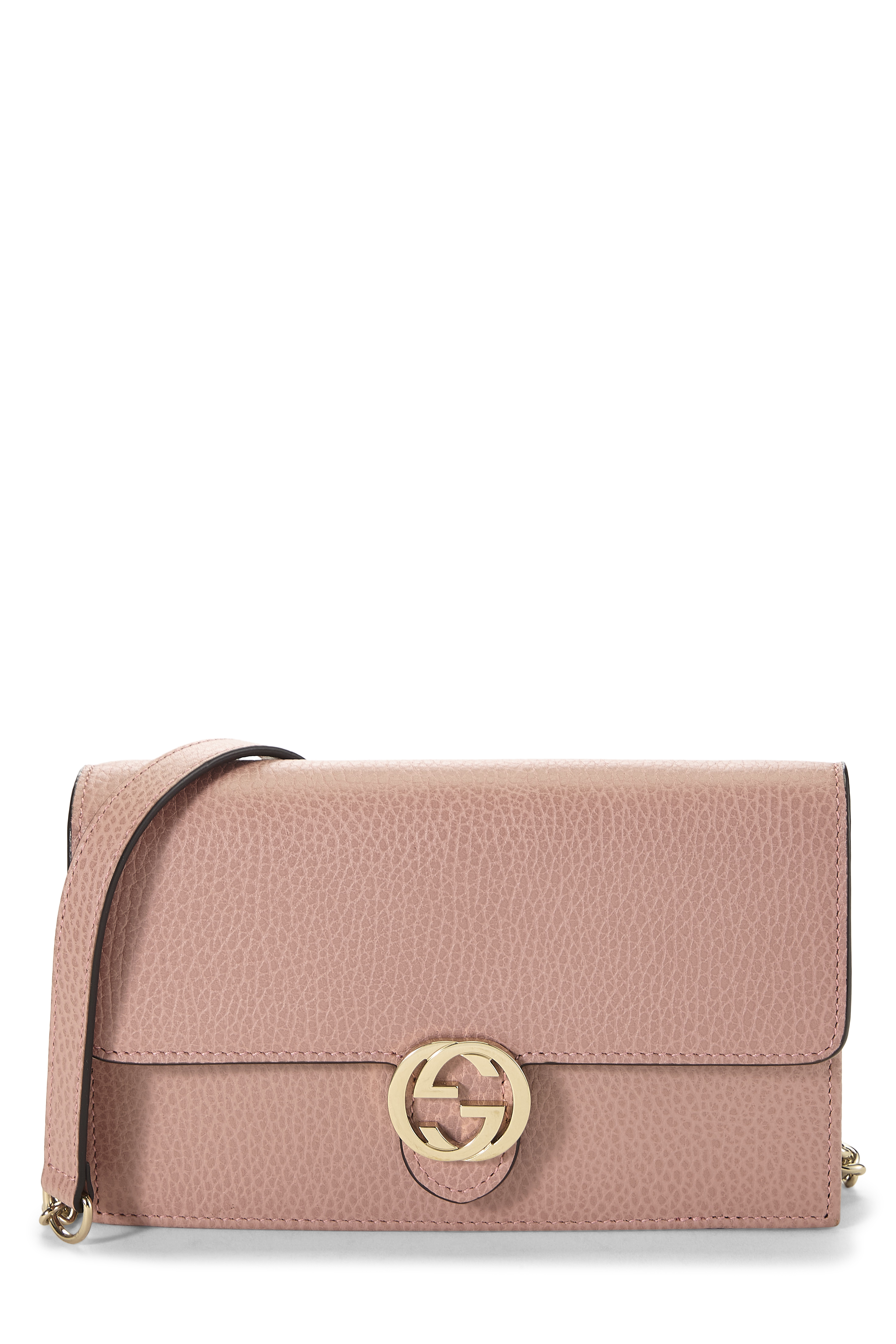 Women's Gucci Pink Leather Interlocking Wallet On Chain (WOC) Small in Pink Small