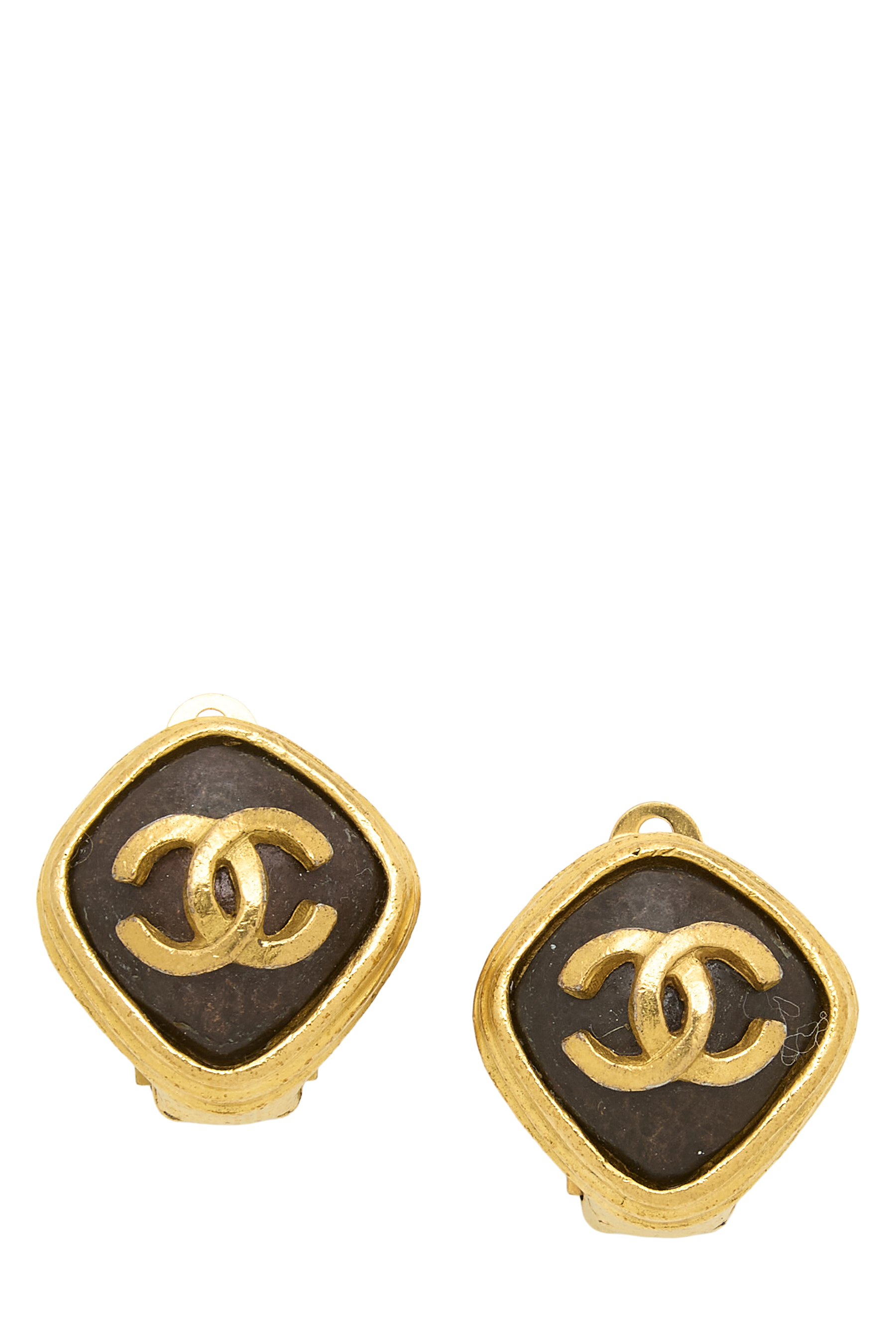 Women's Chanel Gold 'CC' on Diamond Earrings in Gold