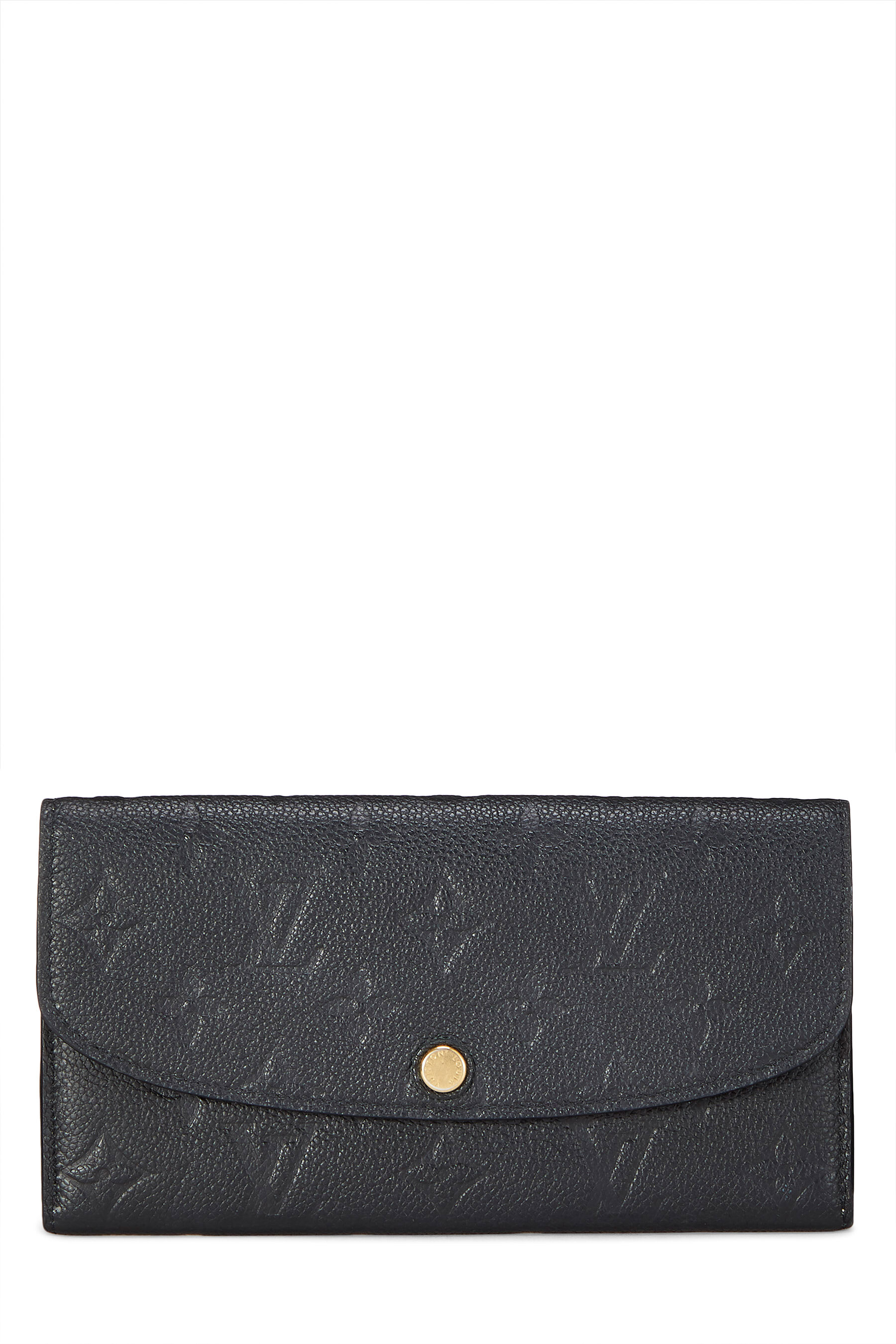 Women's Louis Vuitton Black Monogram Empreinte Leather Emilie Wallet in Black