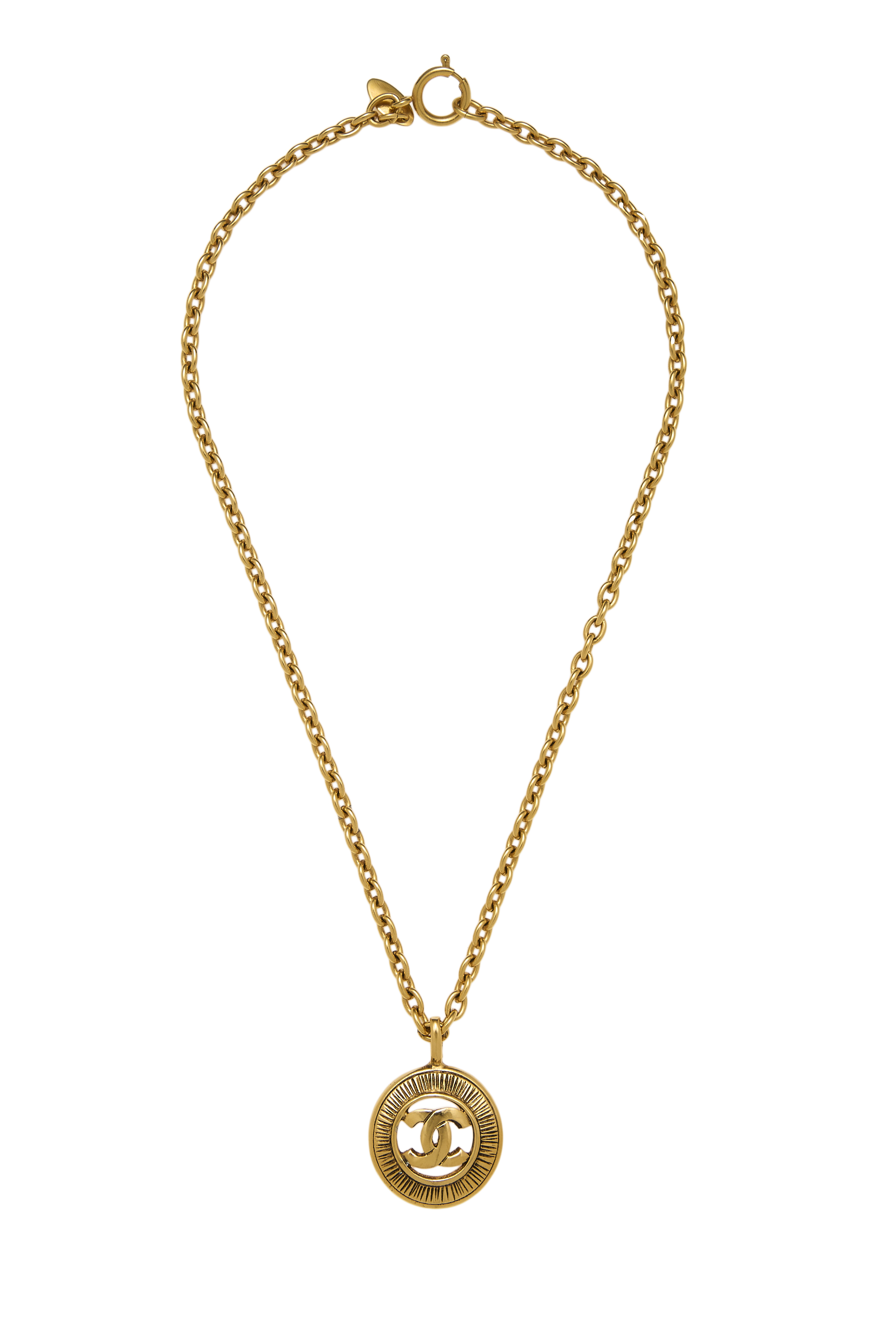 Women's Chanel Gold 'CC' Sunburst Necklace Small in Gold Small