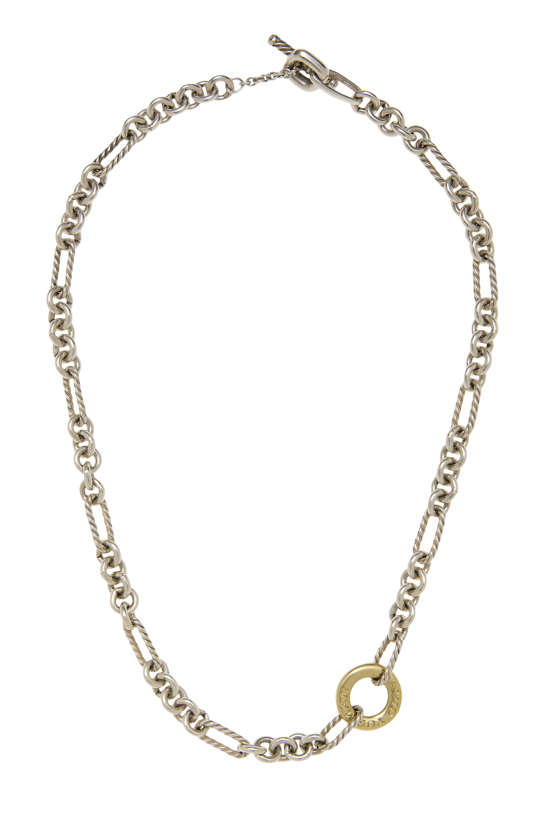 Women's David Yurman Silver Two-Tone Figaro Chain Choker in Gold