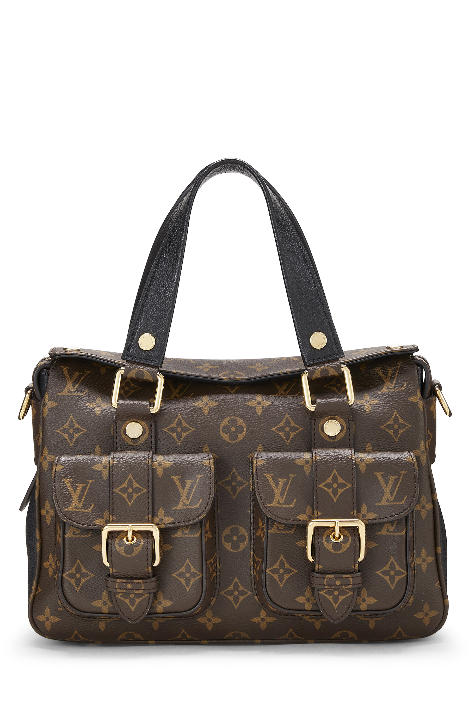 Women's Louis Vuitton Black Monogram Canvas Manhattan MM NM in Black MM