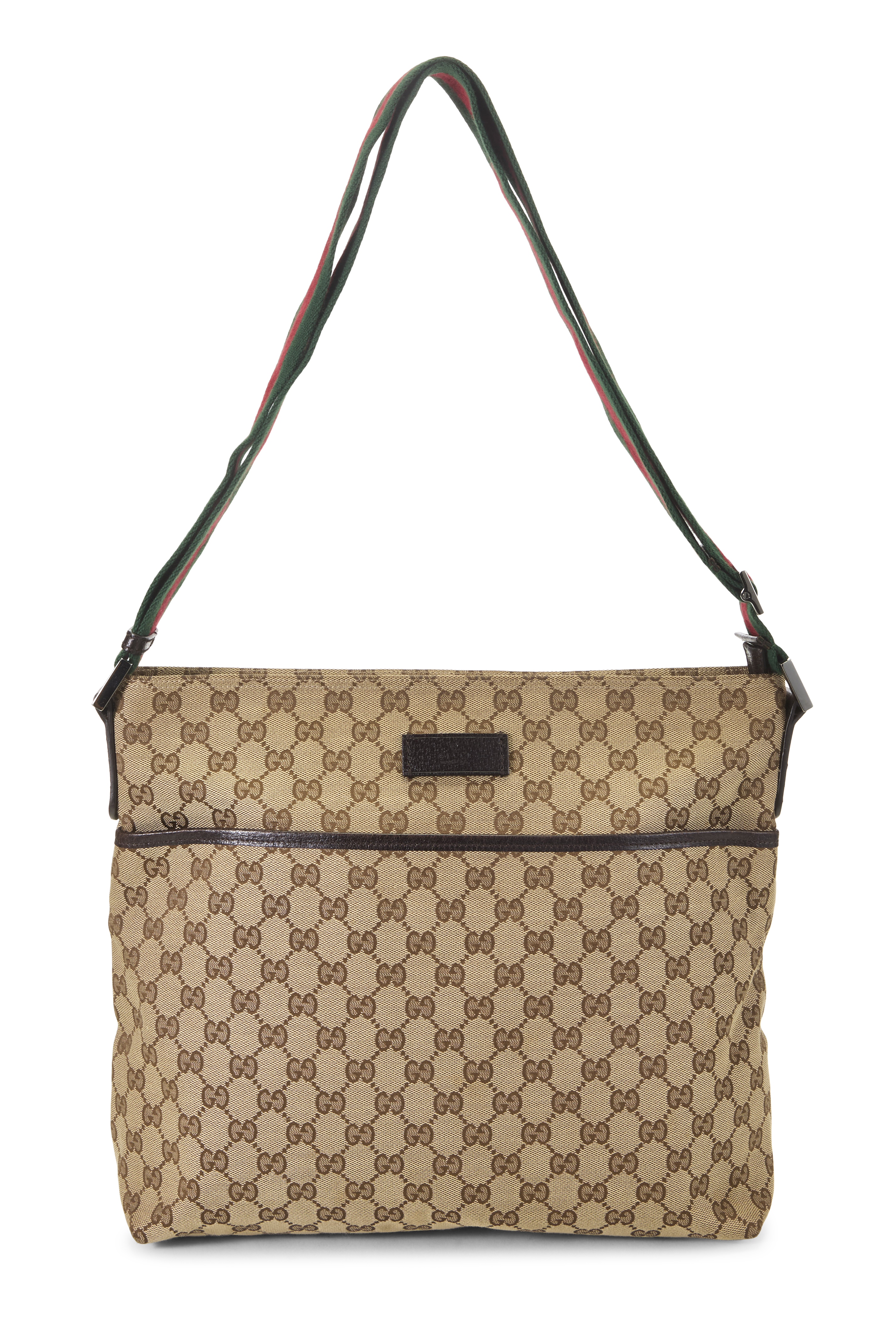 Women's Gucci Brown Original GG Canvas Web Pocket Messenger in Brown