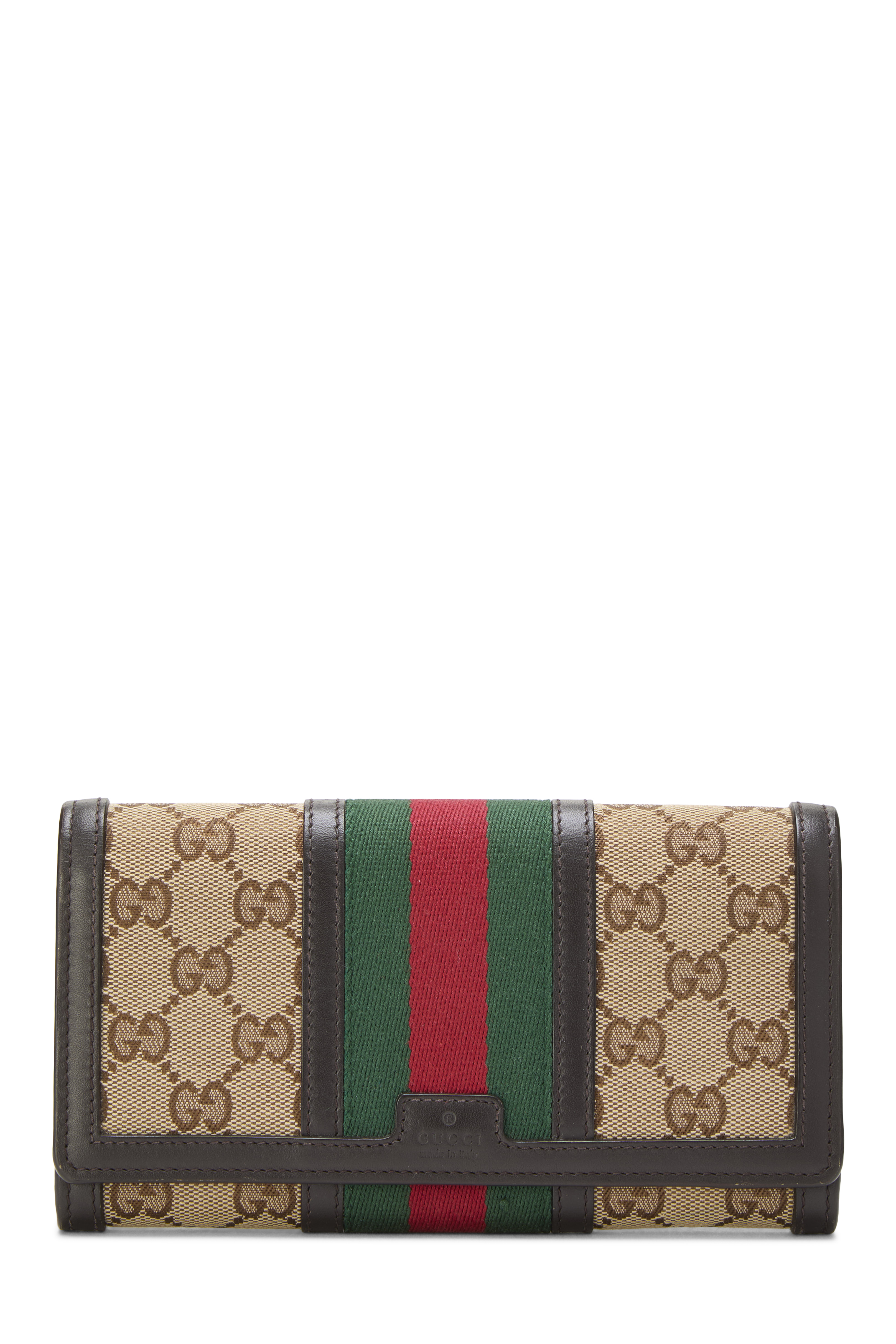 Women's Gucci Original GG Canvas Web Wallet in Brown