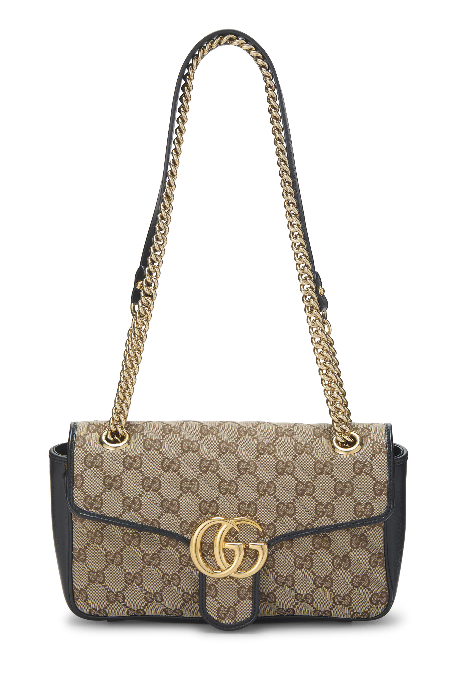 Women's Gucci Black Original GG Canvas Marmont Shoulder Bag Small in Black Small