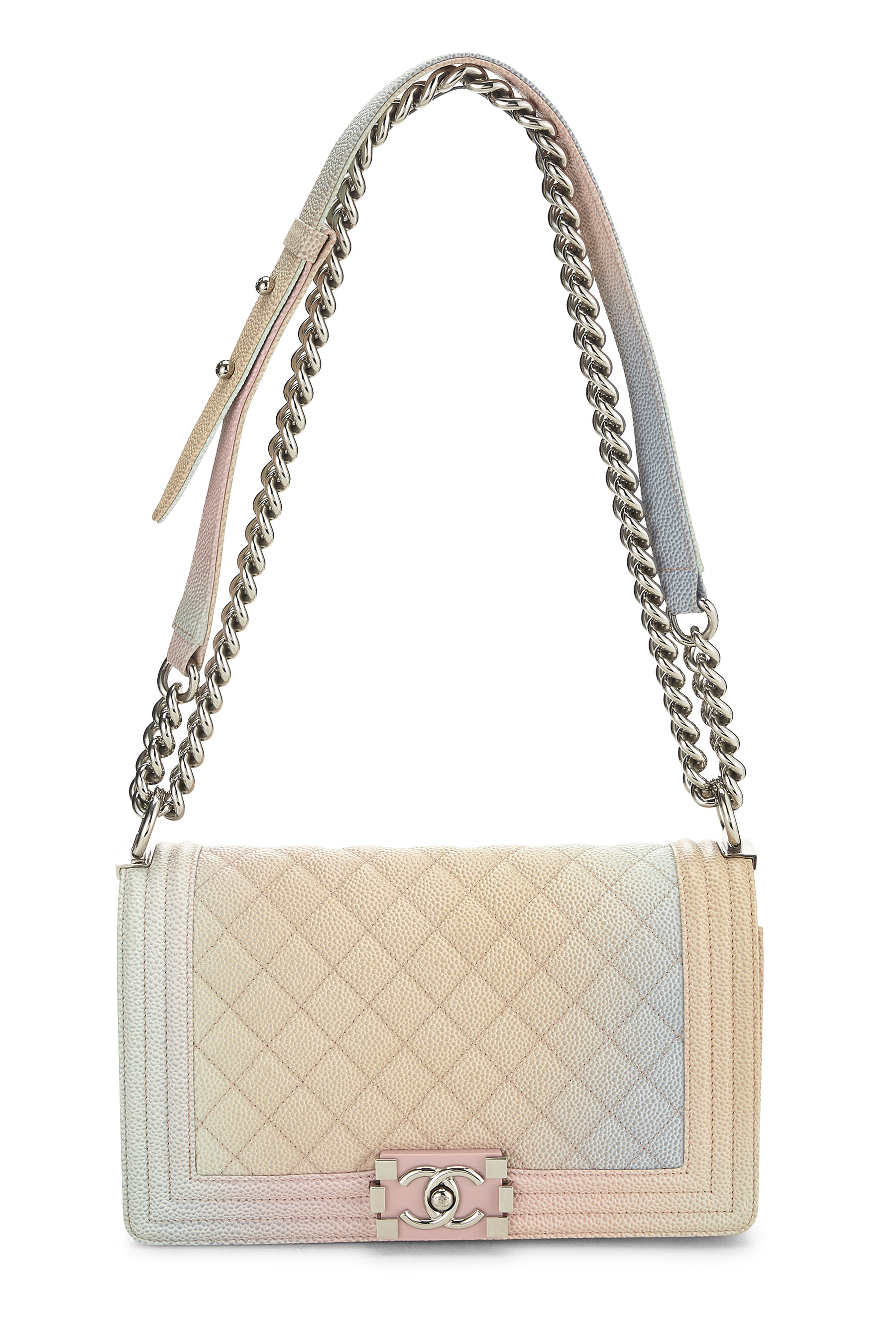 Women's Chanel Rainbow Quilted Caviar Boy Bag Medium in Multi Medium