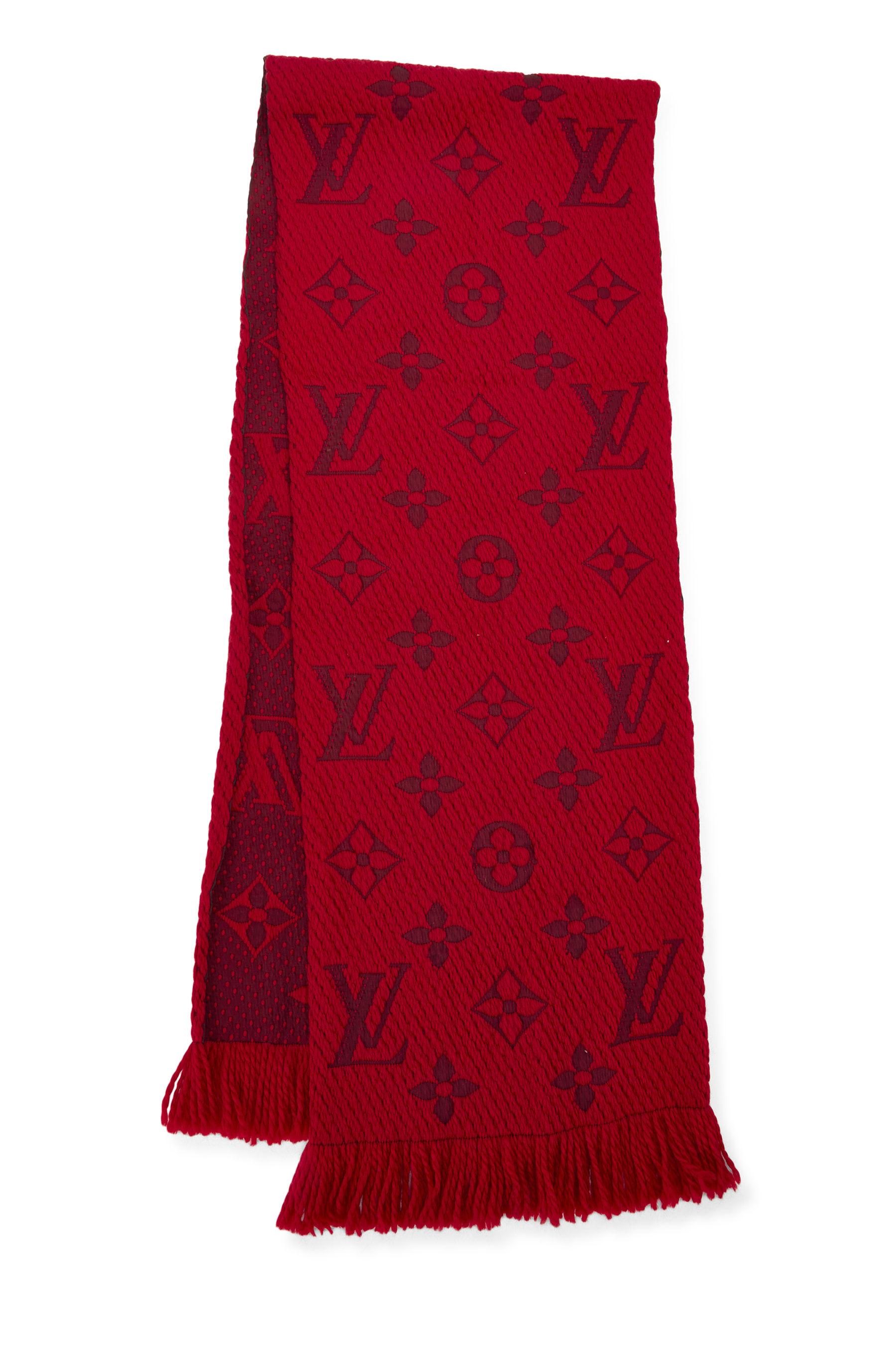 Women's Louis Vuitton Red Wool Logomania Scarf in Red