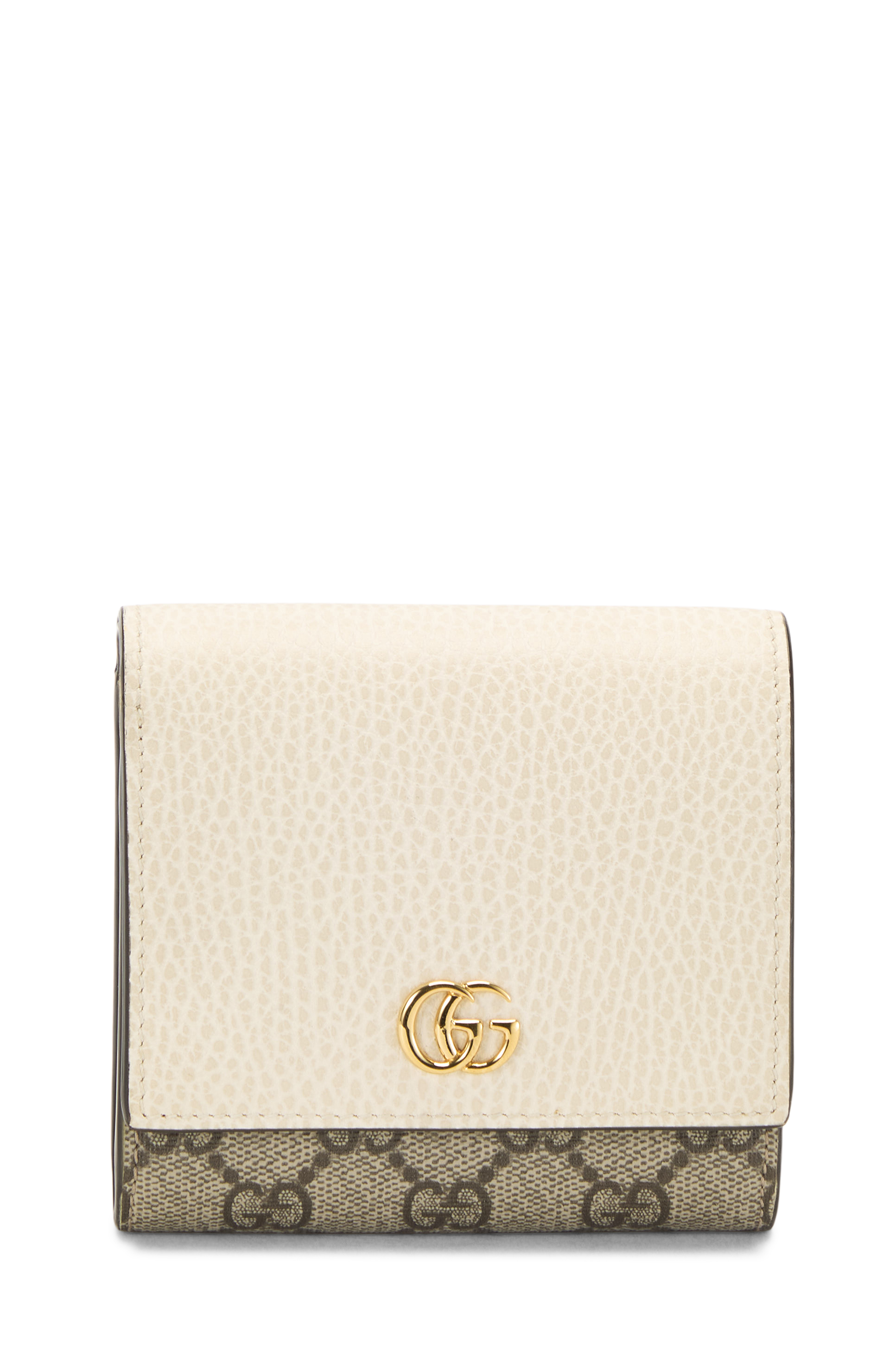 Women's Gucci White GG Supreme Canvas Marmont Compact Wallet in White