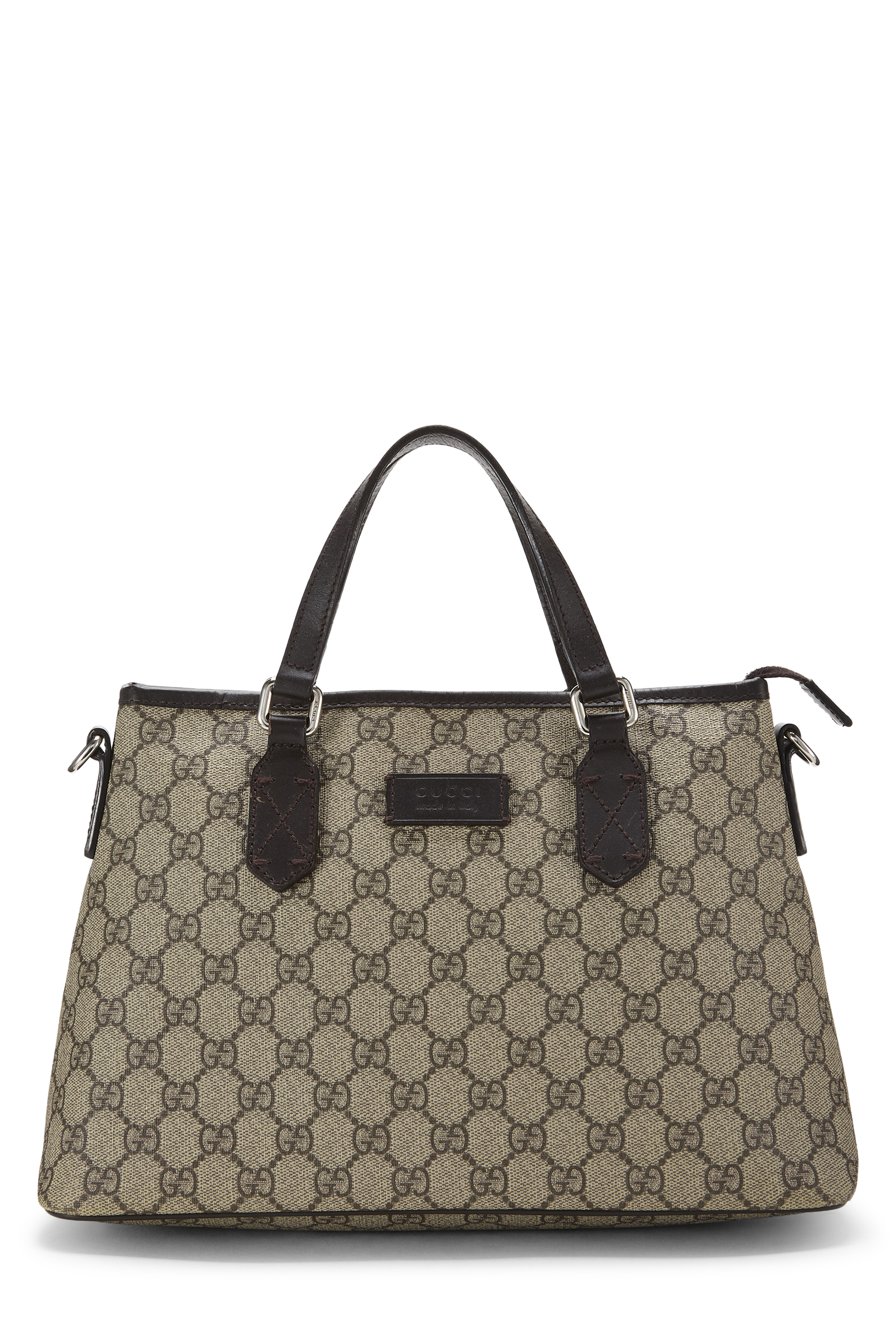 Women's Gucci Original GG Supreme Canvas Zip Tote in Brown