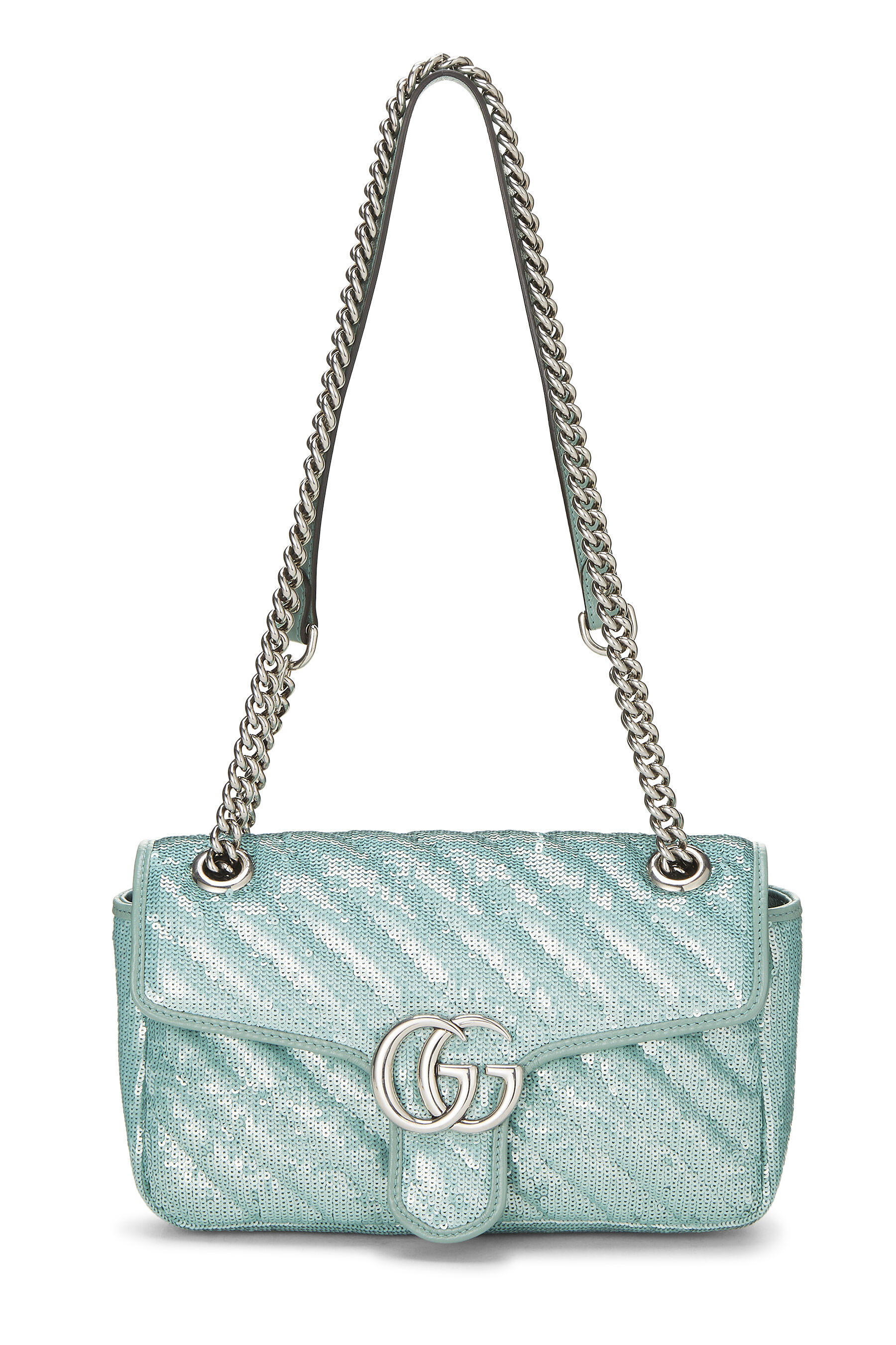Women's Gucci Blue Sequin GG Marmont Shoulder Bag Mini in Blue Mini