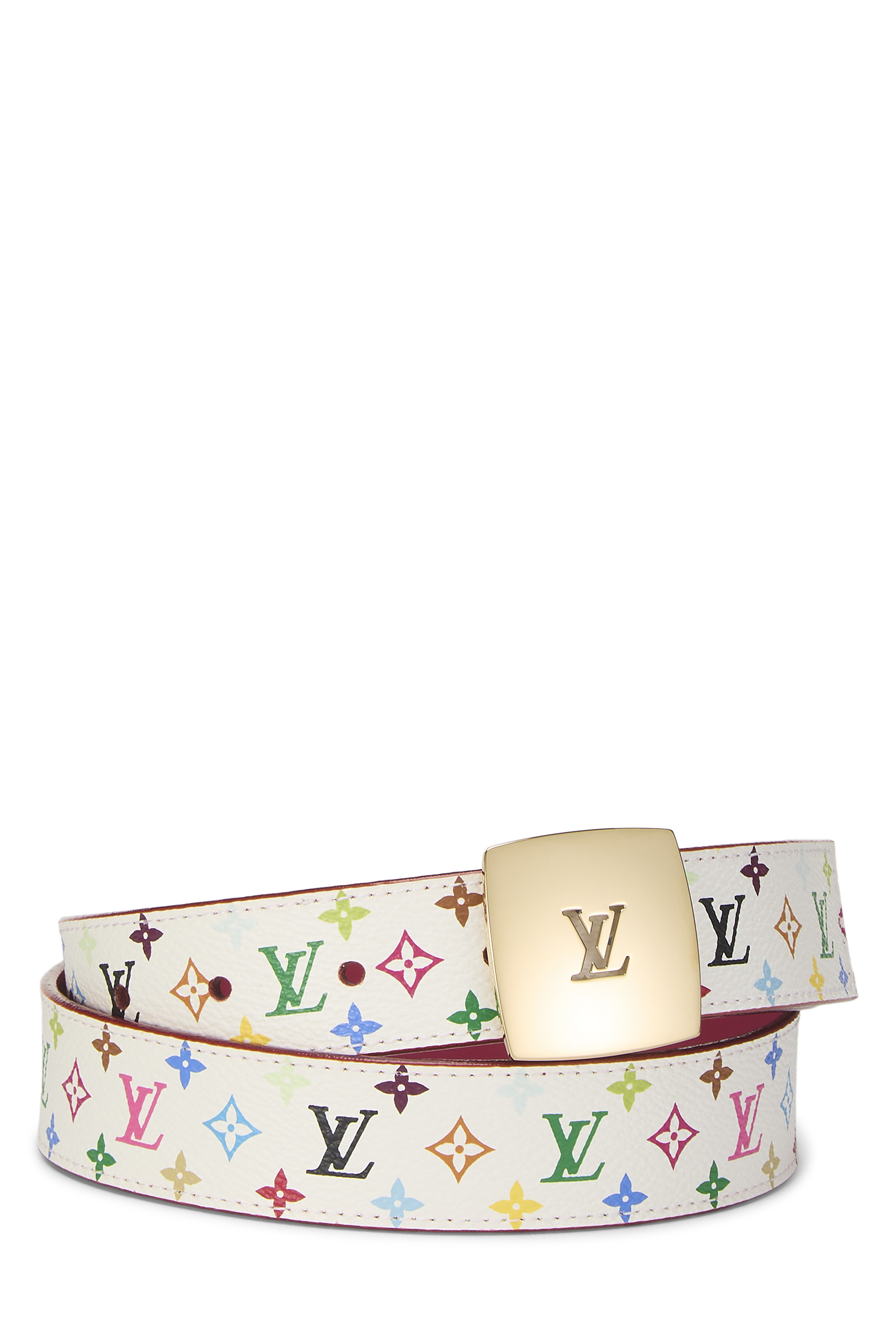 Women's Louis Vuitton Takashi Murakami X Louis Vuitton White Monogram Multicolore Ceinture 80 in White