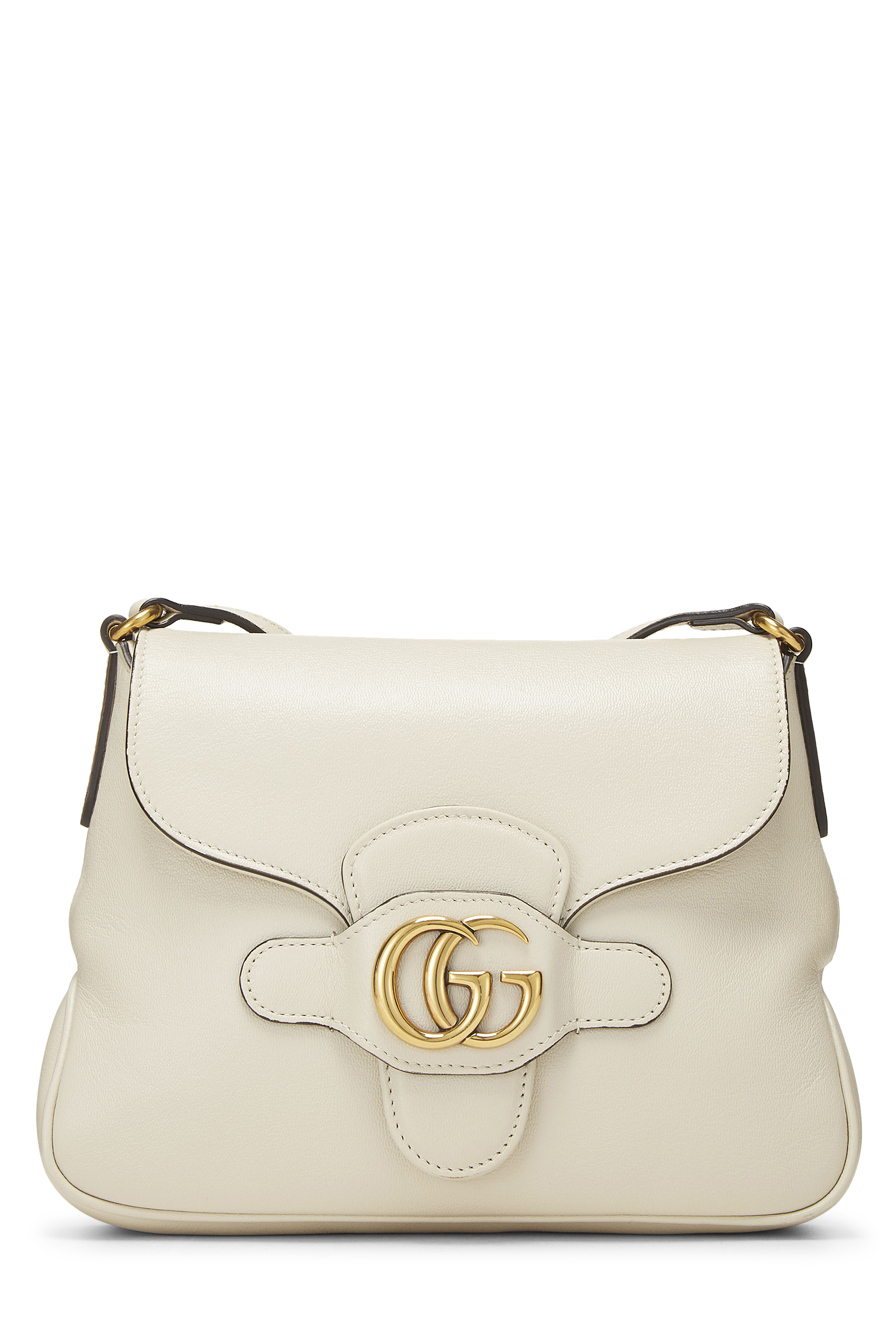 Women's Gucci Cream Leather GG Marmont Messenger Bag Small in White Small