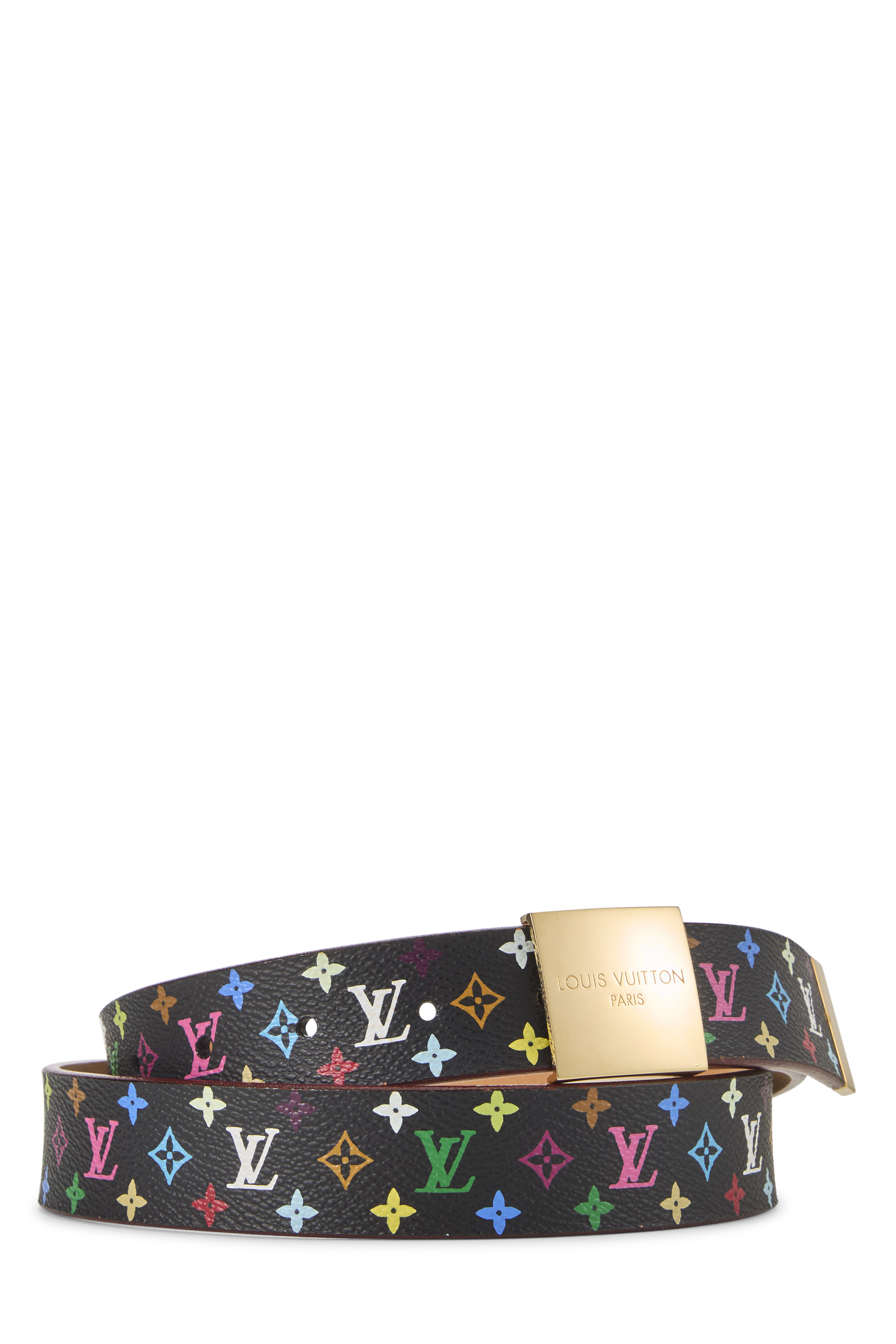 Women's Louis Vuitton Takashi Murakami X Louis Vuitton Black Monogram Multicolore Ceinture 90 in Black