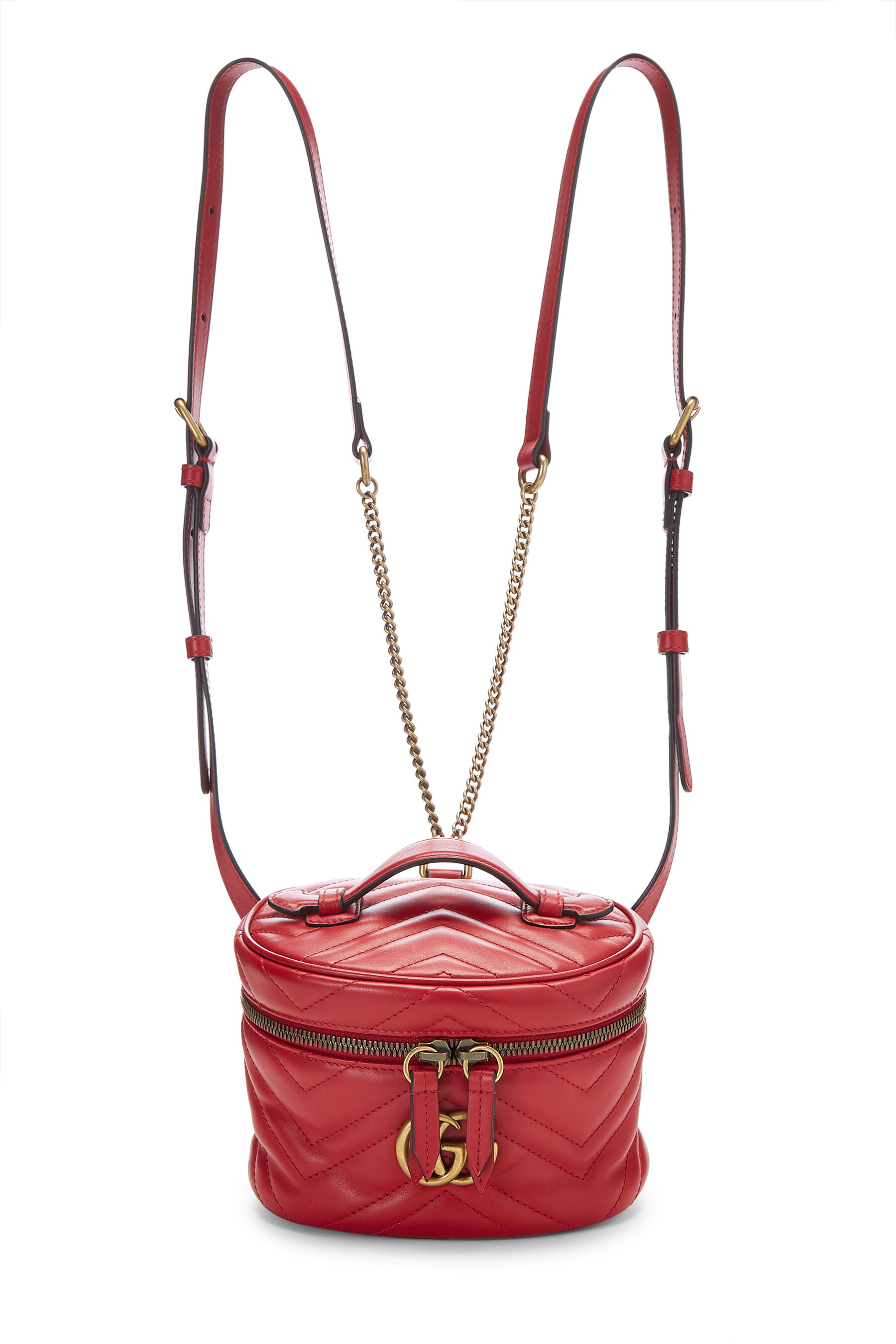 Women's Gucci Red Leather GG Marmont Backpack Mini in Red Mini