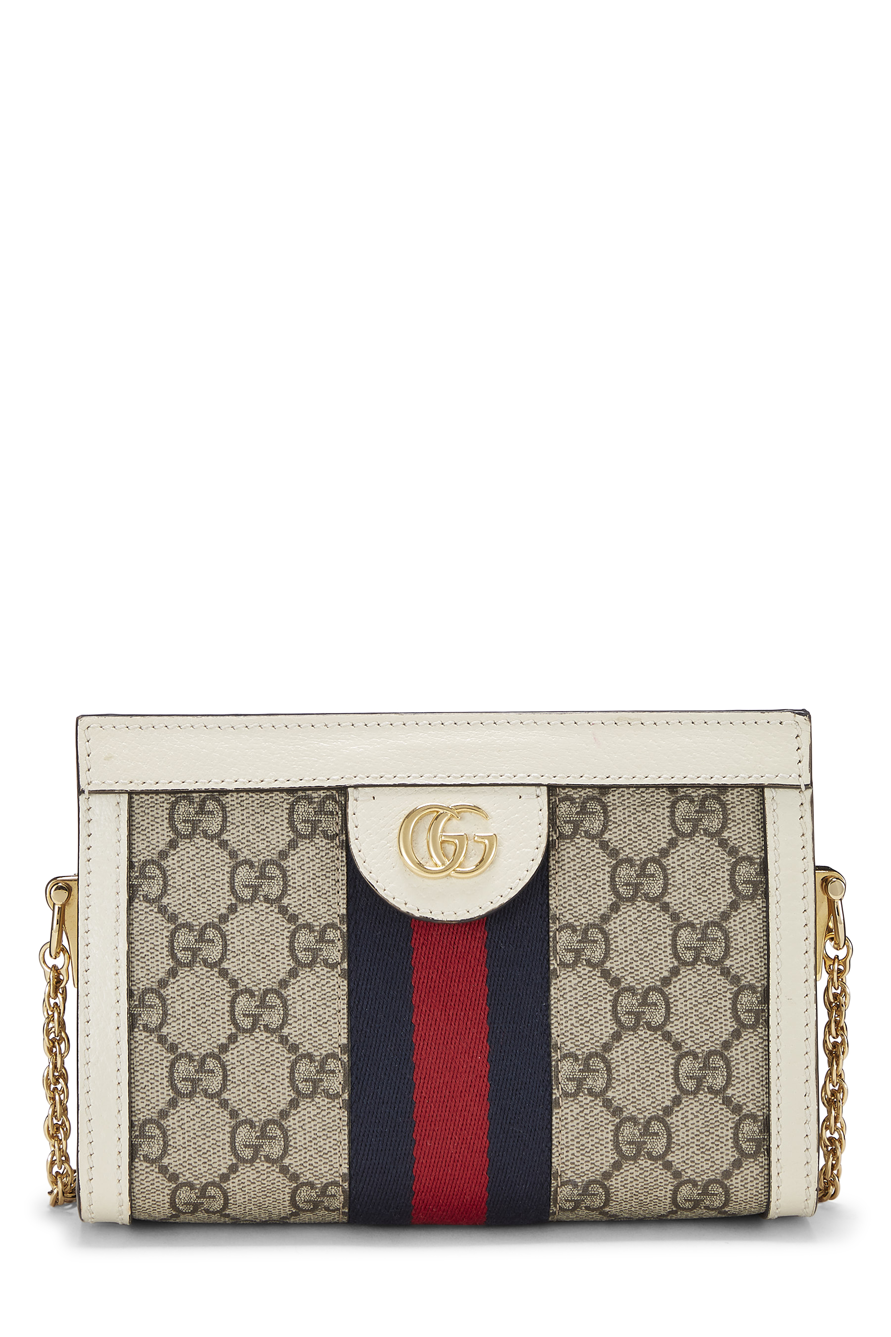 Women's Gucci White GG Supreme Ophidia Shoulder Bag Small in White Small