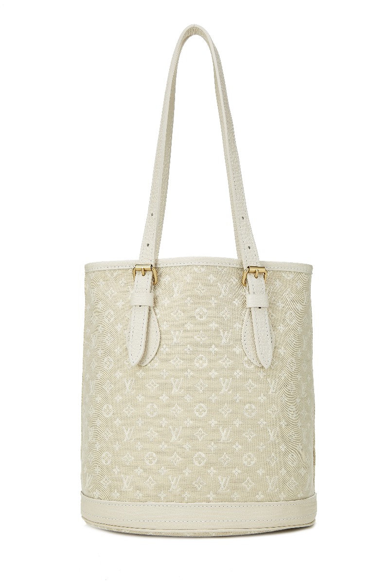 Women's Louis Vuitton Beige Monogram Mini Lin Bucket PM in Beige PM