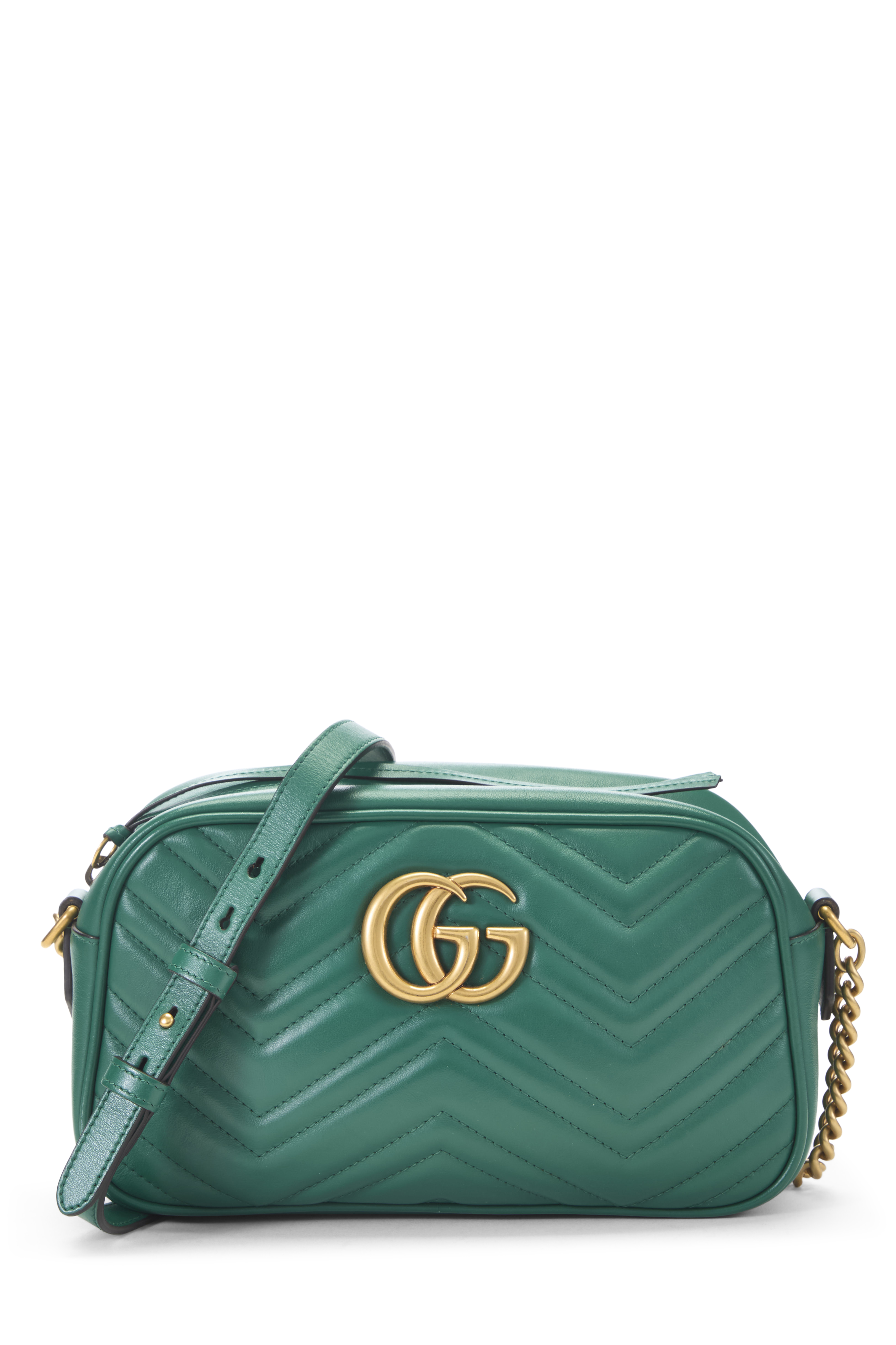 Women's Gucci Green Leather GG Marmont Crossbody Small in Green Small