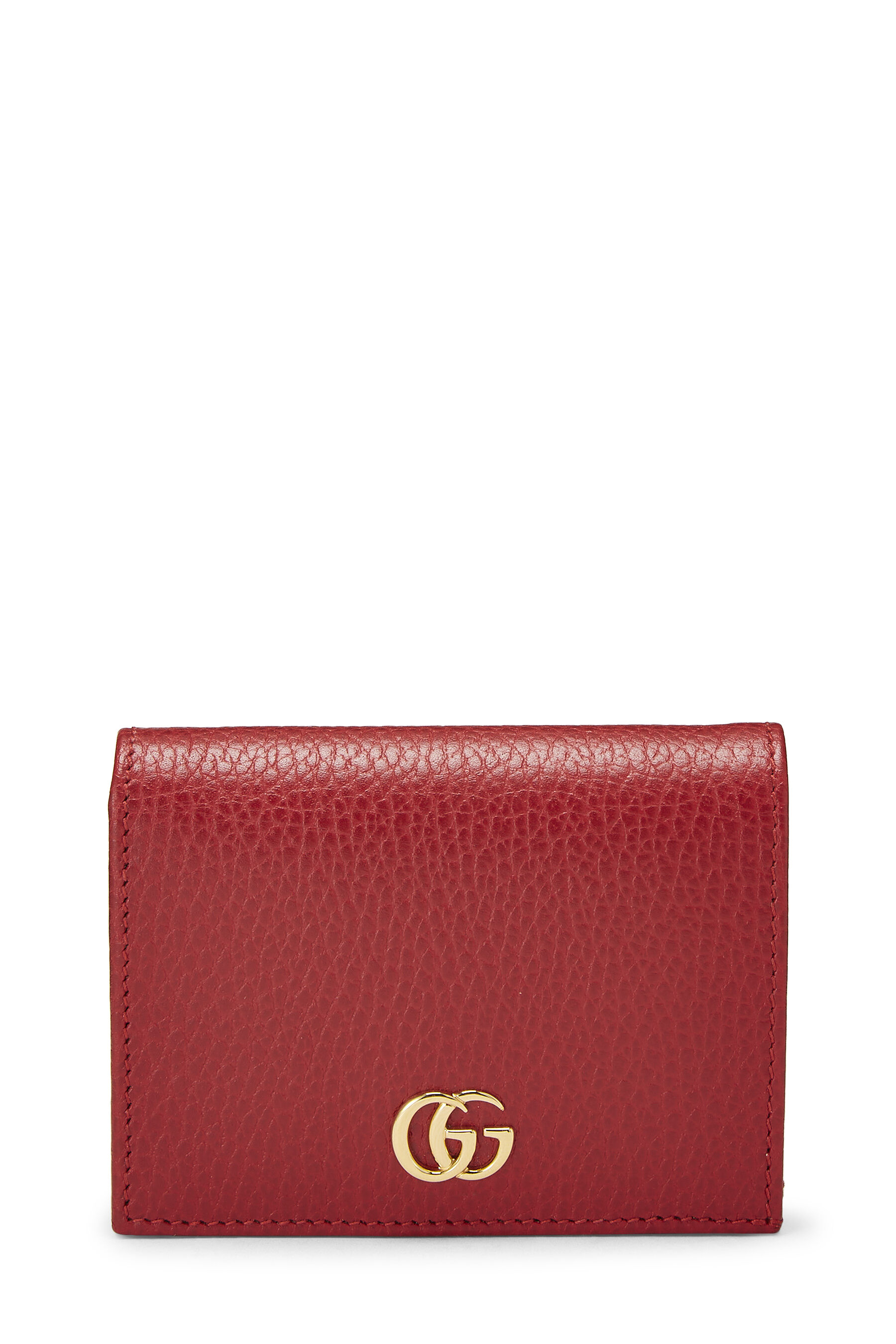 Women's Gucci Red Leather GG Card Case in Red
