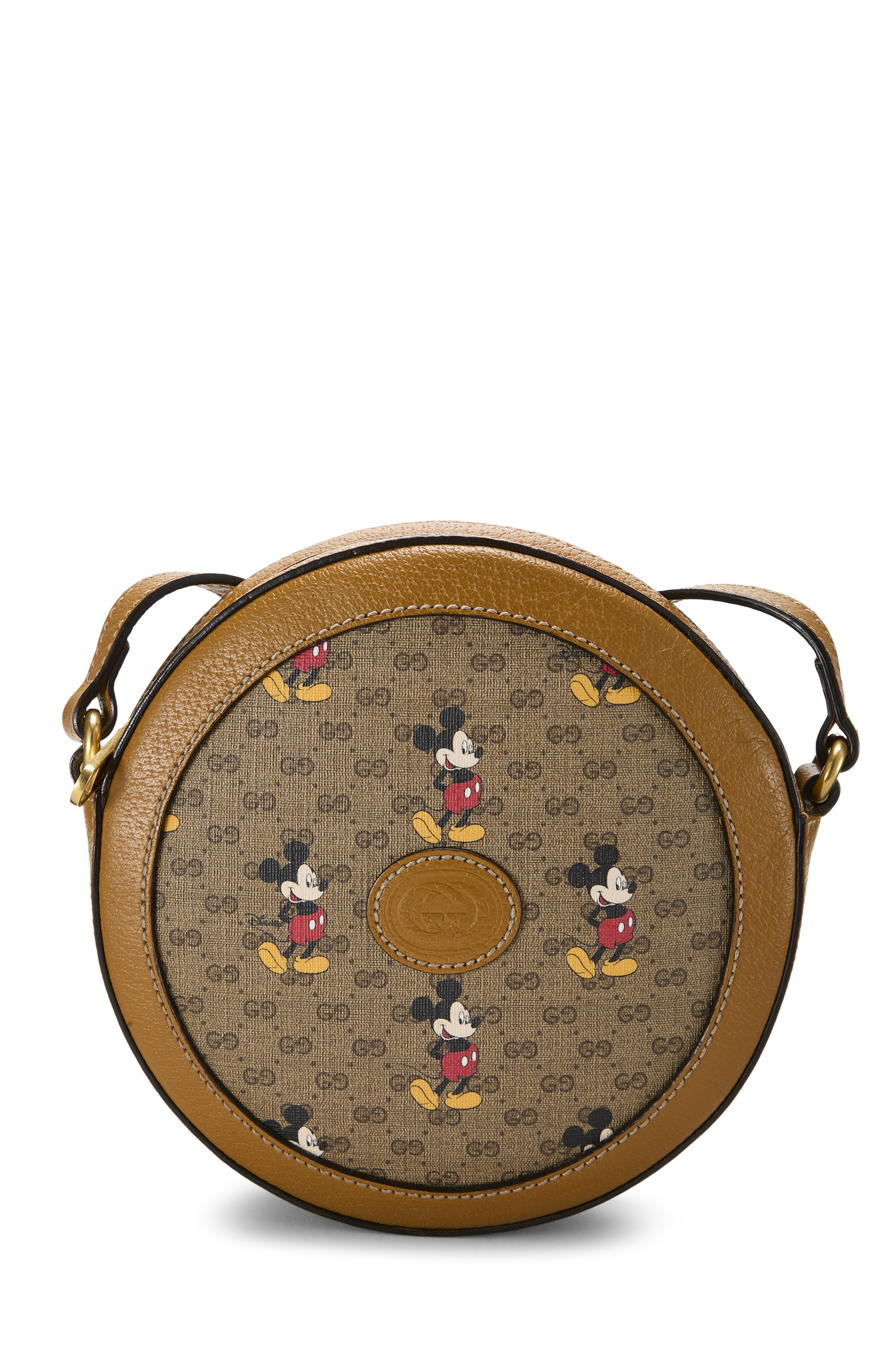 Women's Gucci Gucci x Disney Brown GG Supreme Canvas Mickey Mouse Round Crossbody in Brown