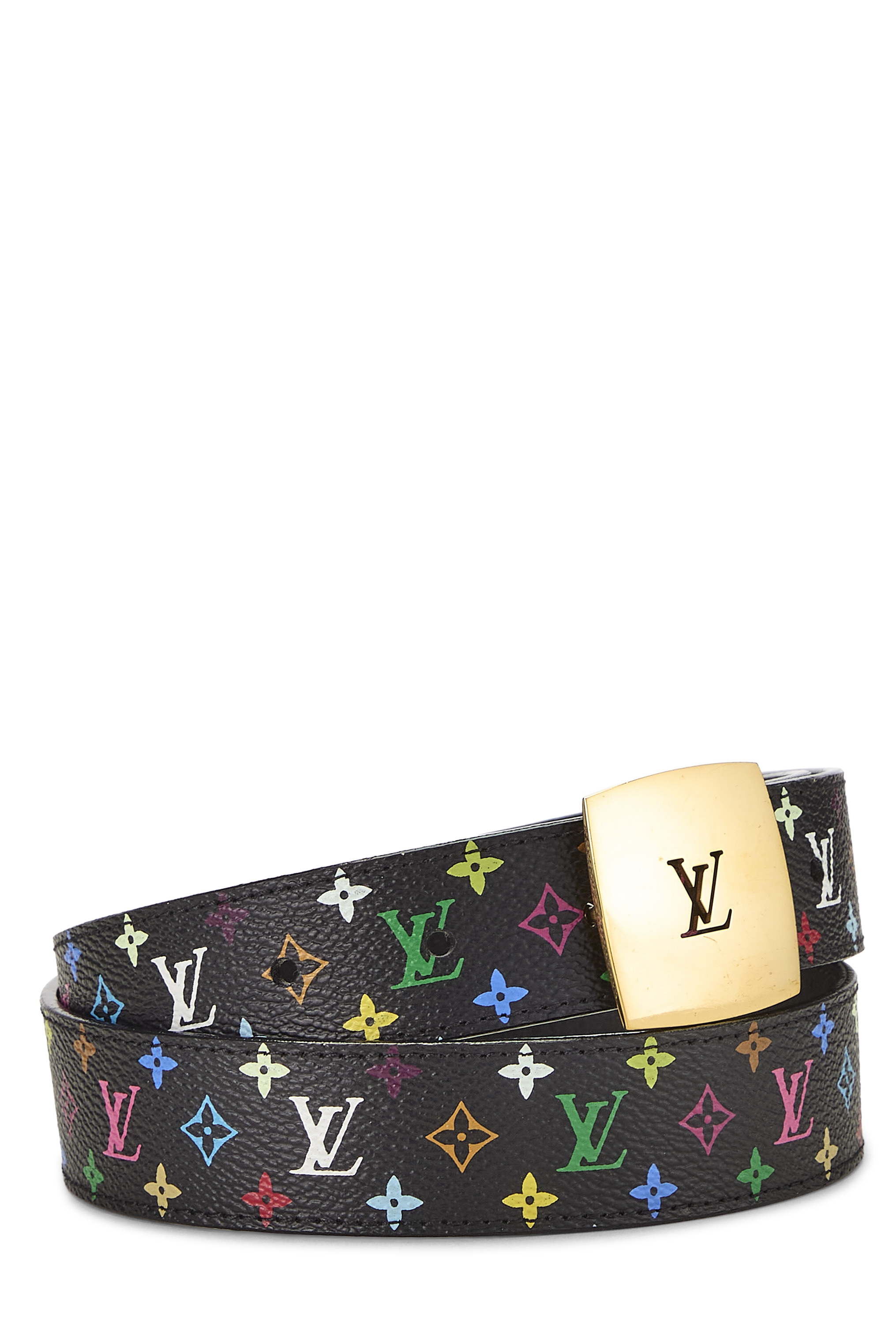 Women's Louis Vuitton Takashi Murakami X Louis Vuitton Black Monogram Multicolore Ceinture 80 in Black