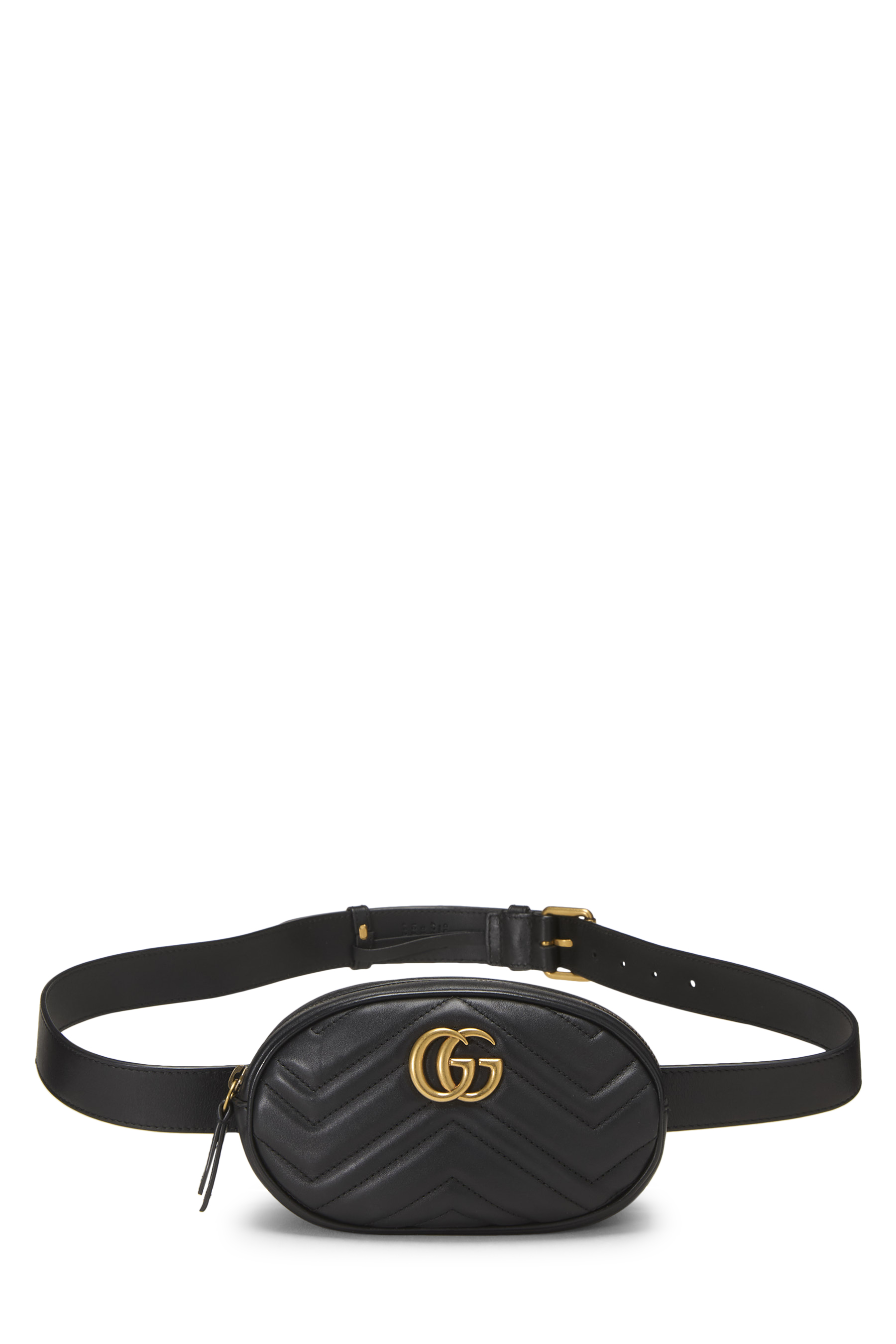 Women's Gucci Black Leather GG Marmont Belt Bag 85 in Black Mini
