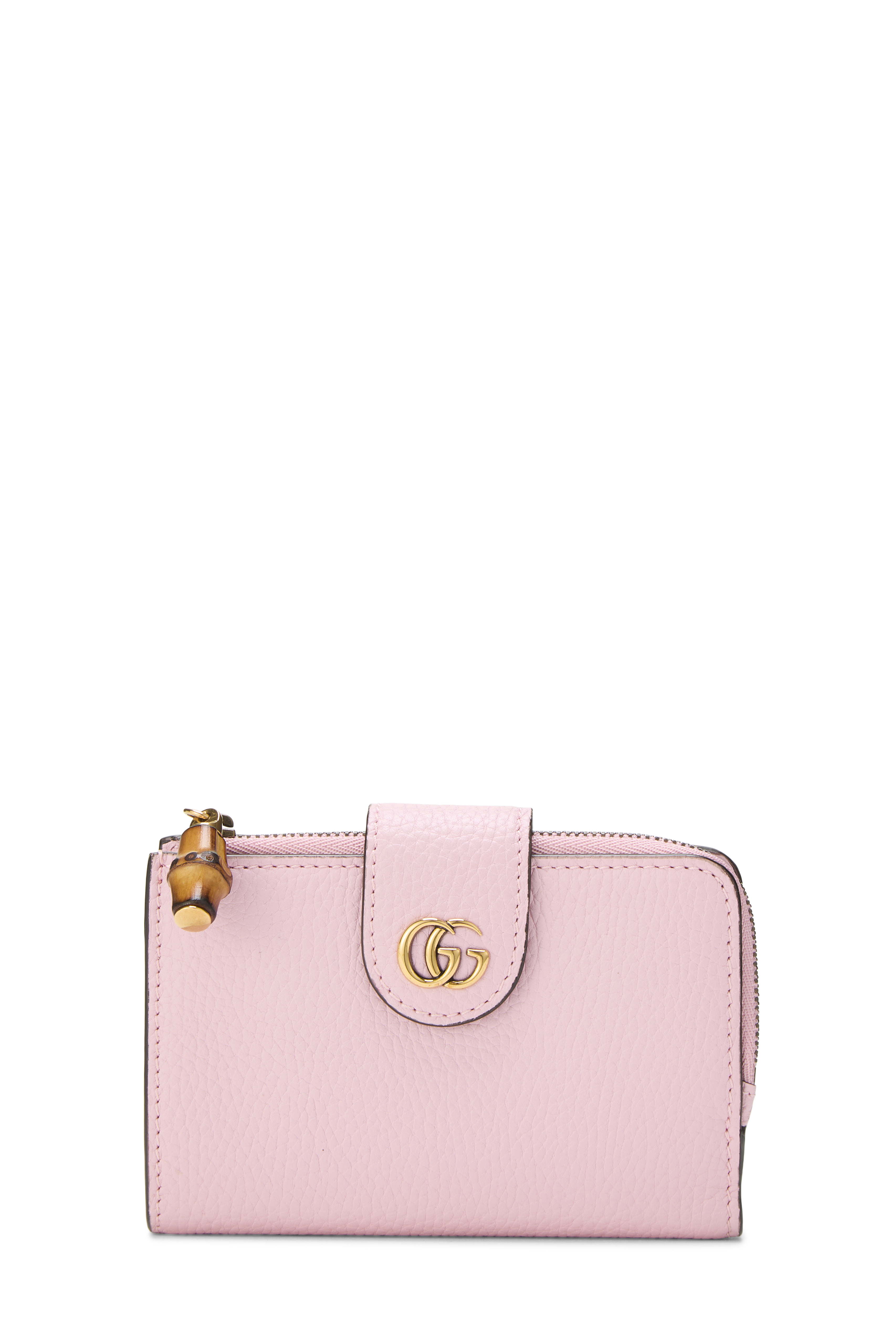 Women's Gucci Pink Leather GG Marmont Bamboo Wallet in Pink