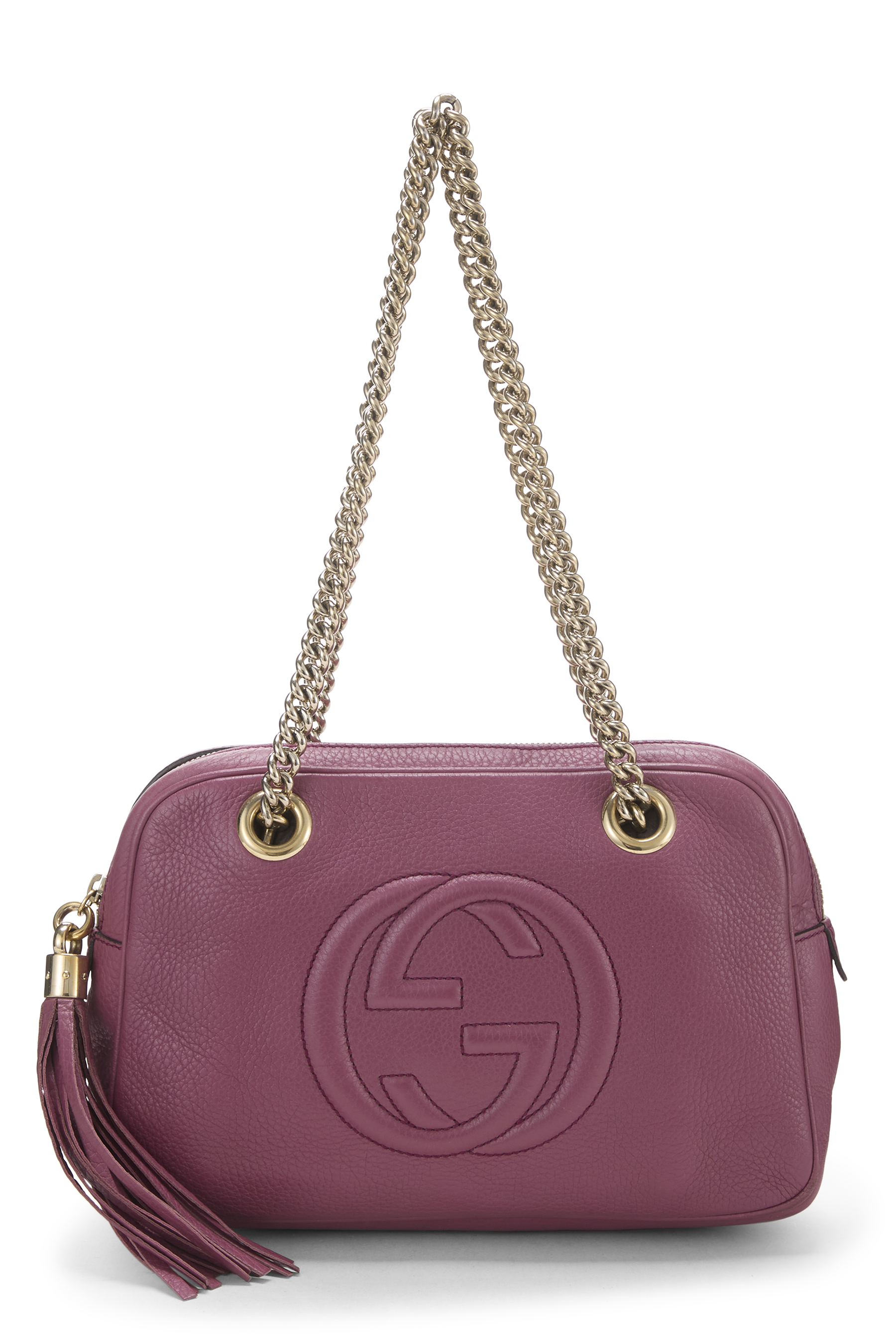 Women's Gucci Purple Leather Soho Chain Shoulder Bag in Purple