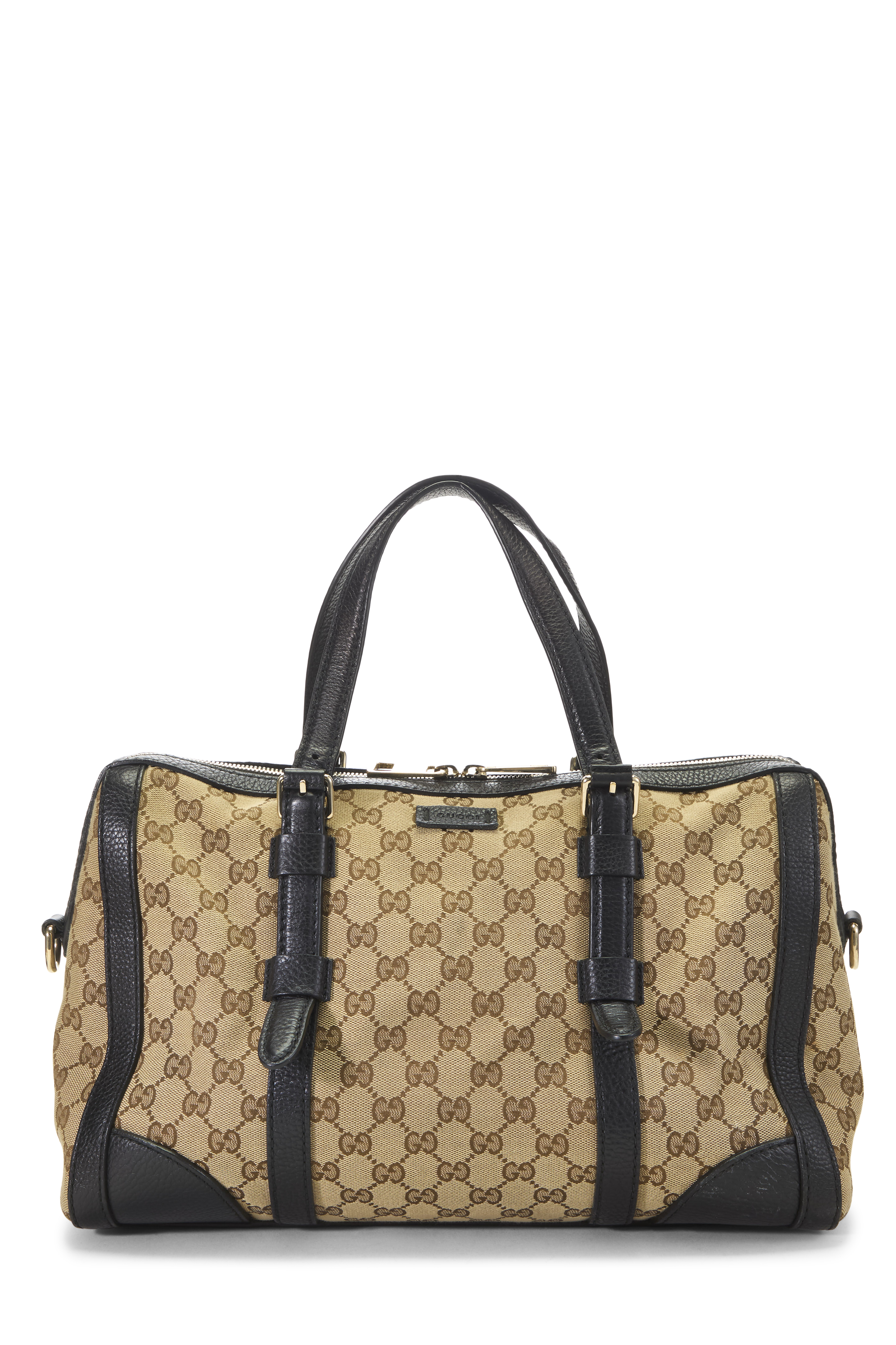 Women's Gucci Black GG Canvas Boston Satchel Bag in Black