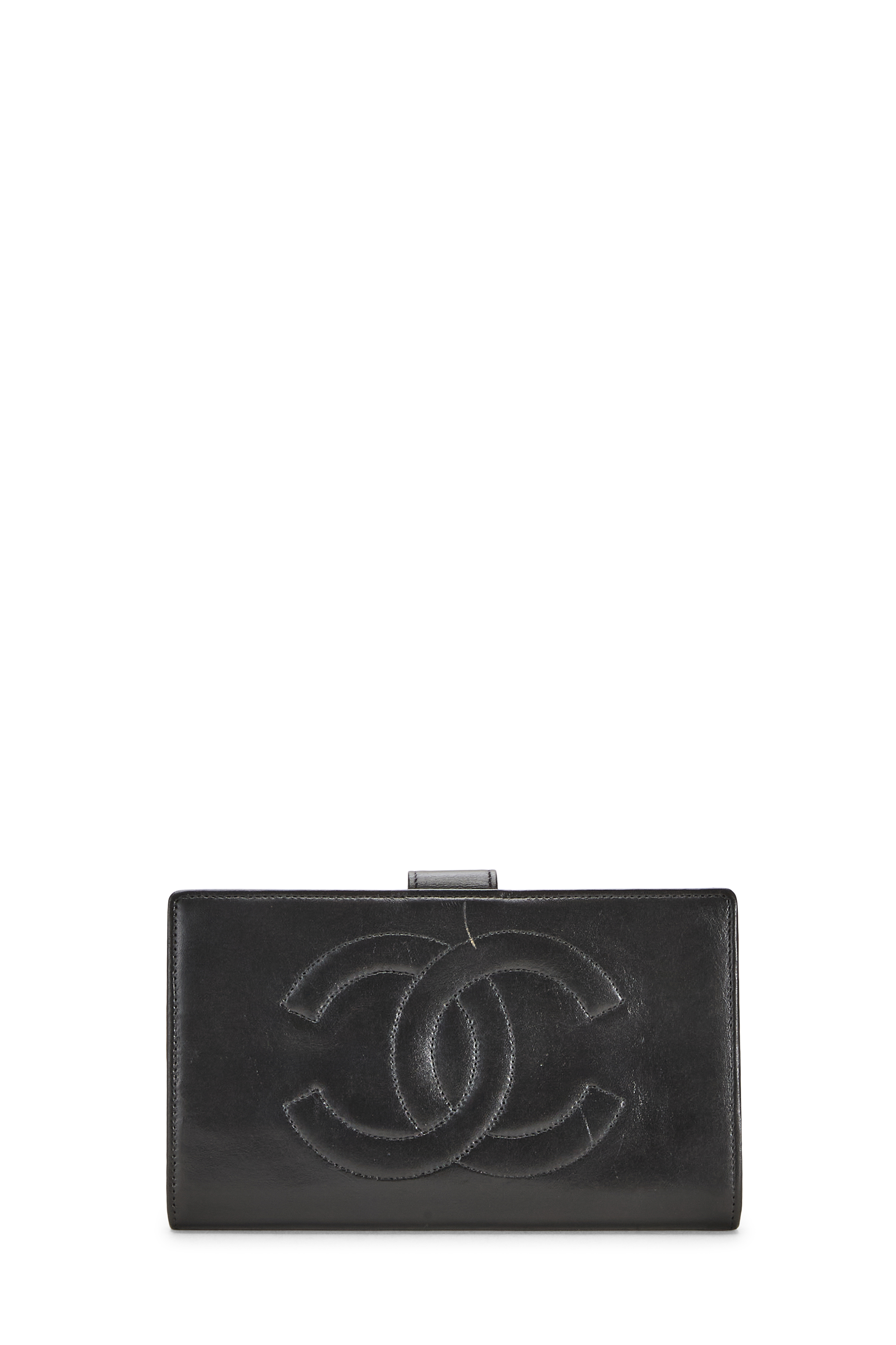 Women's Chanel Black Lambskin Timeless 'CC' Long Wallet in Black