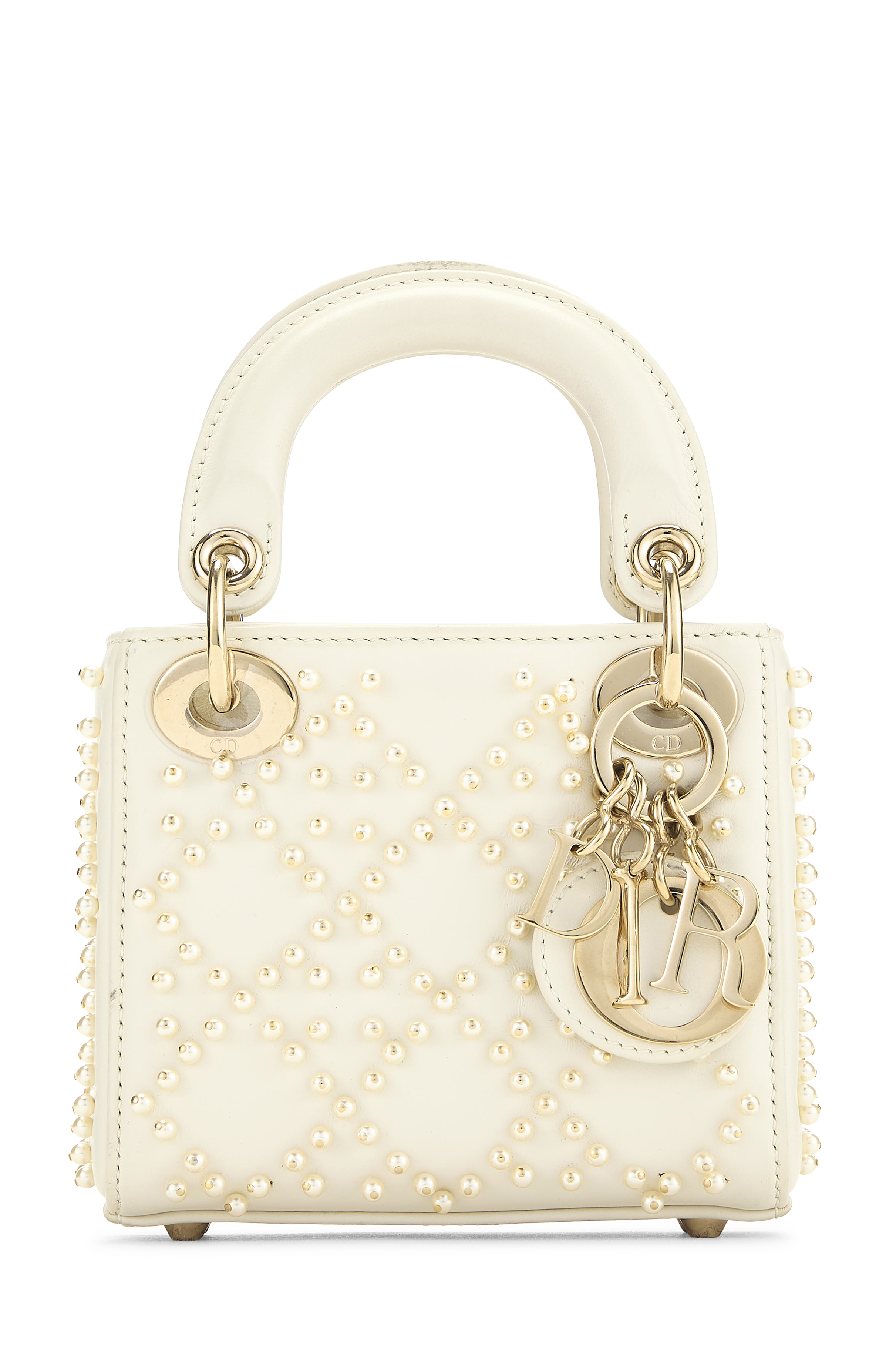 Women's Christian Dior White Lambskin Pearl Lady Dior Micro in White Micro