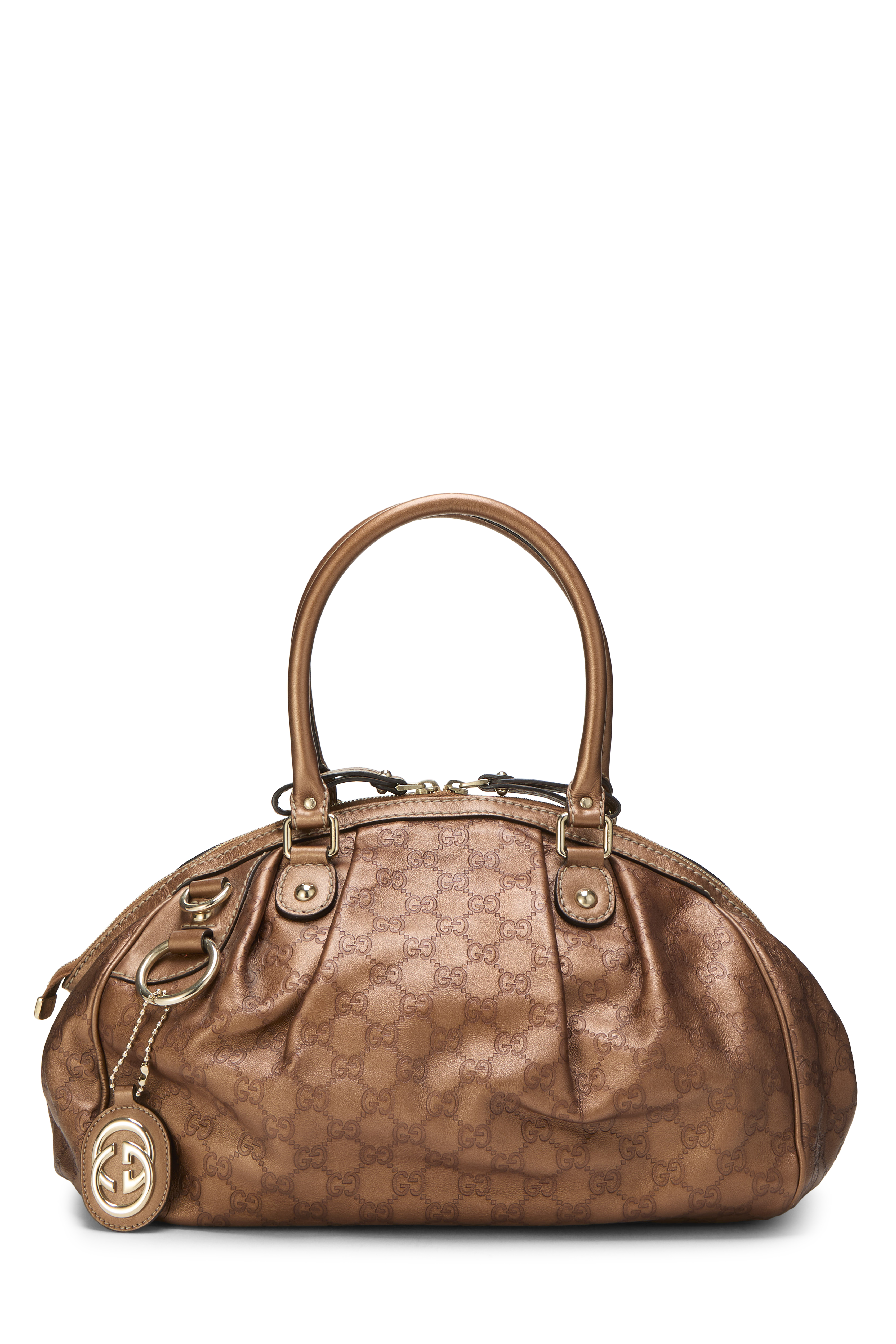 Women's Gucci Bronze Guccissima Leather Sukey Boston Handbag in Brown