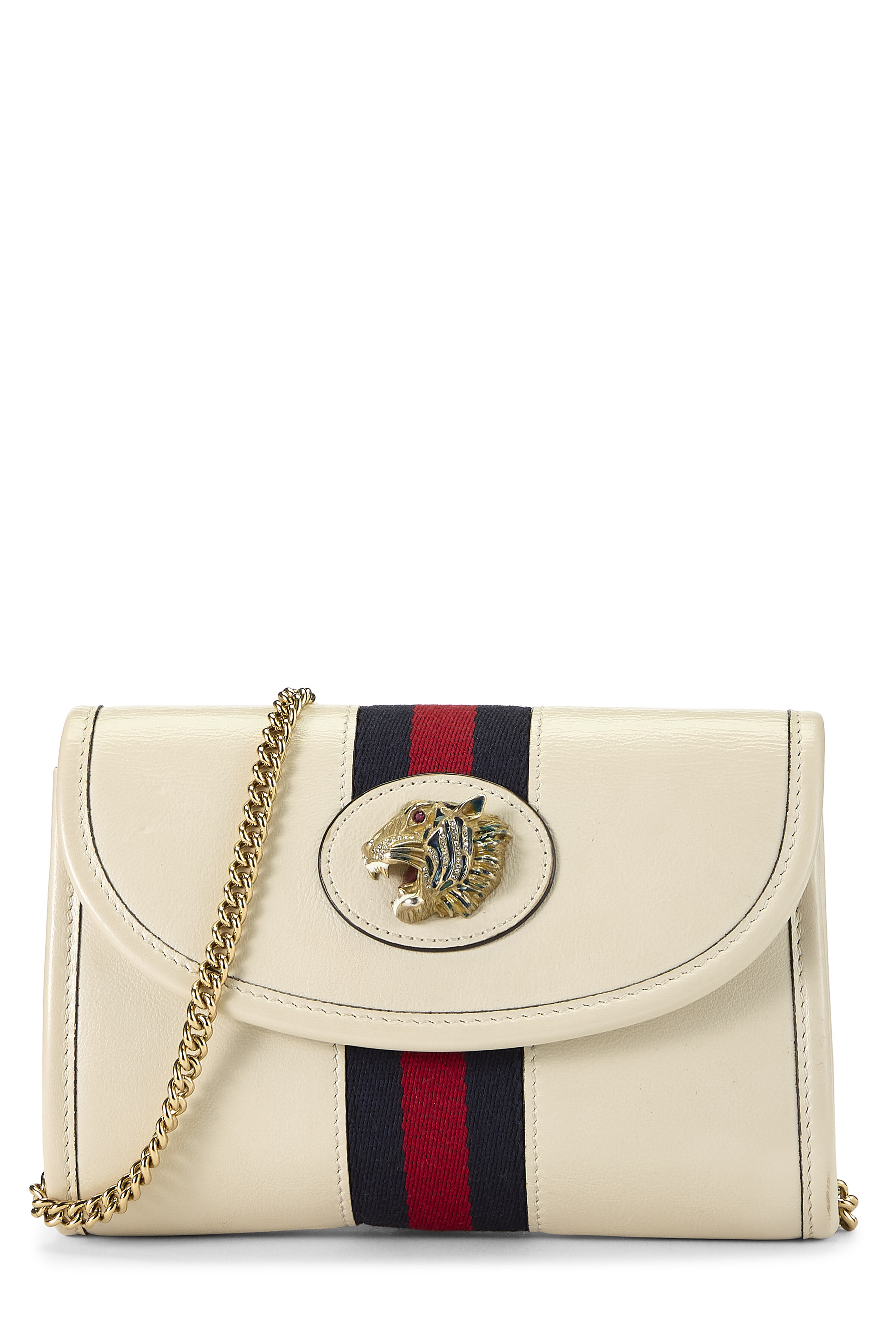 Women's Gucci White Leather Web Rajah Shoulder Bag Mini in White Mini