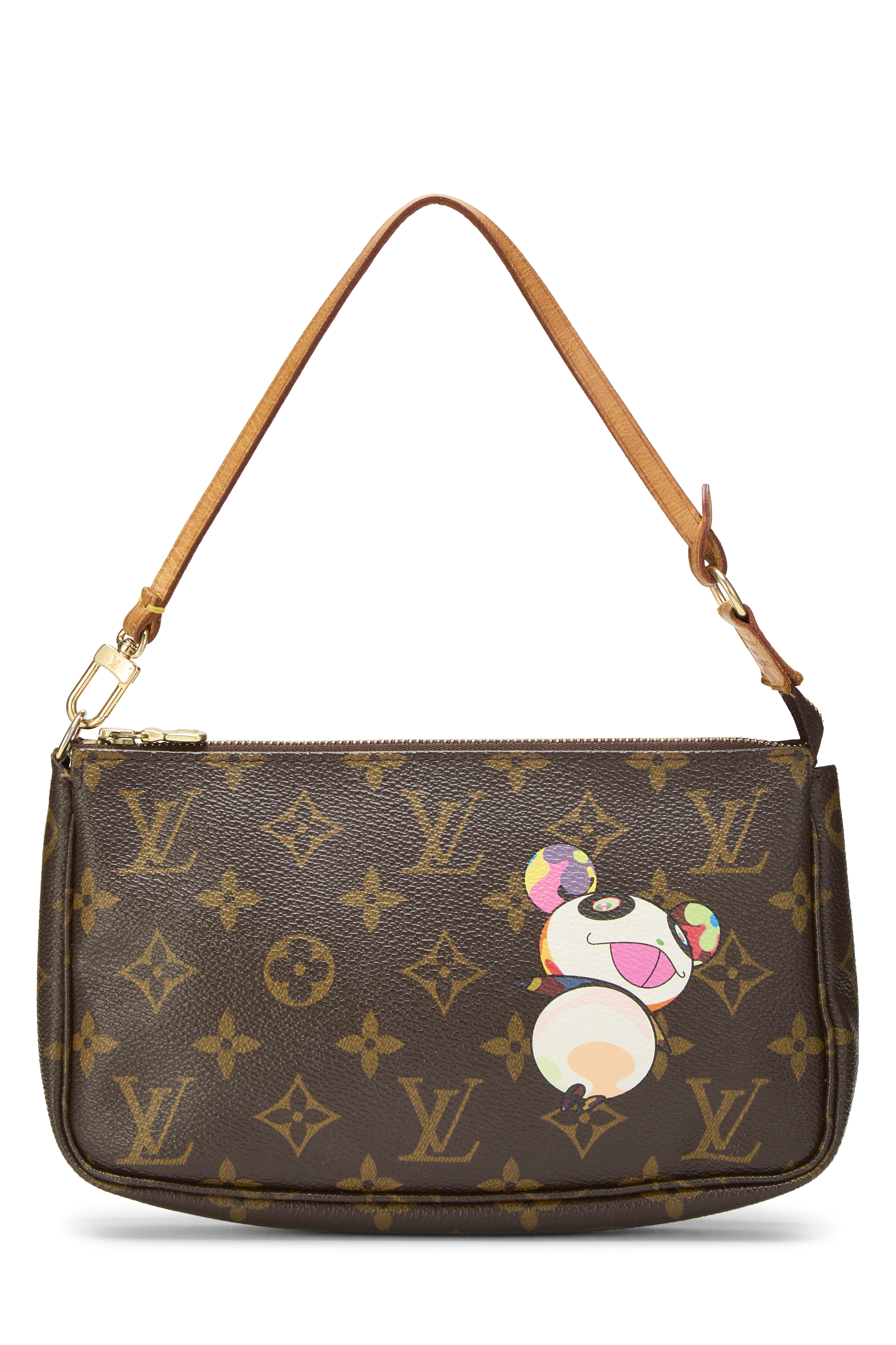Women's Louis Vuitton Takashi Murakami x Louis Vuitton Monogram Canvas Panda Pochette Accessoires in Brown