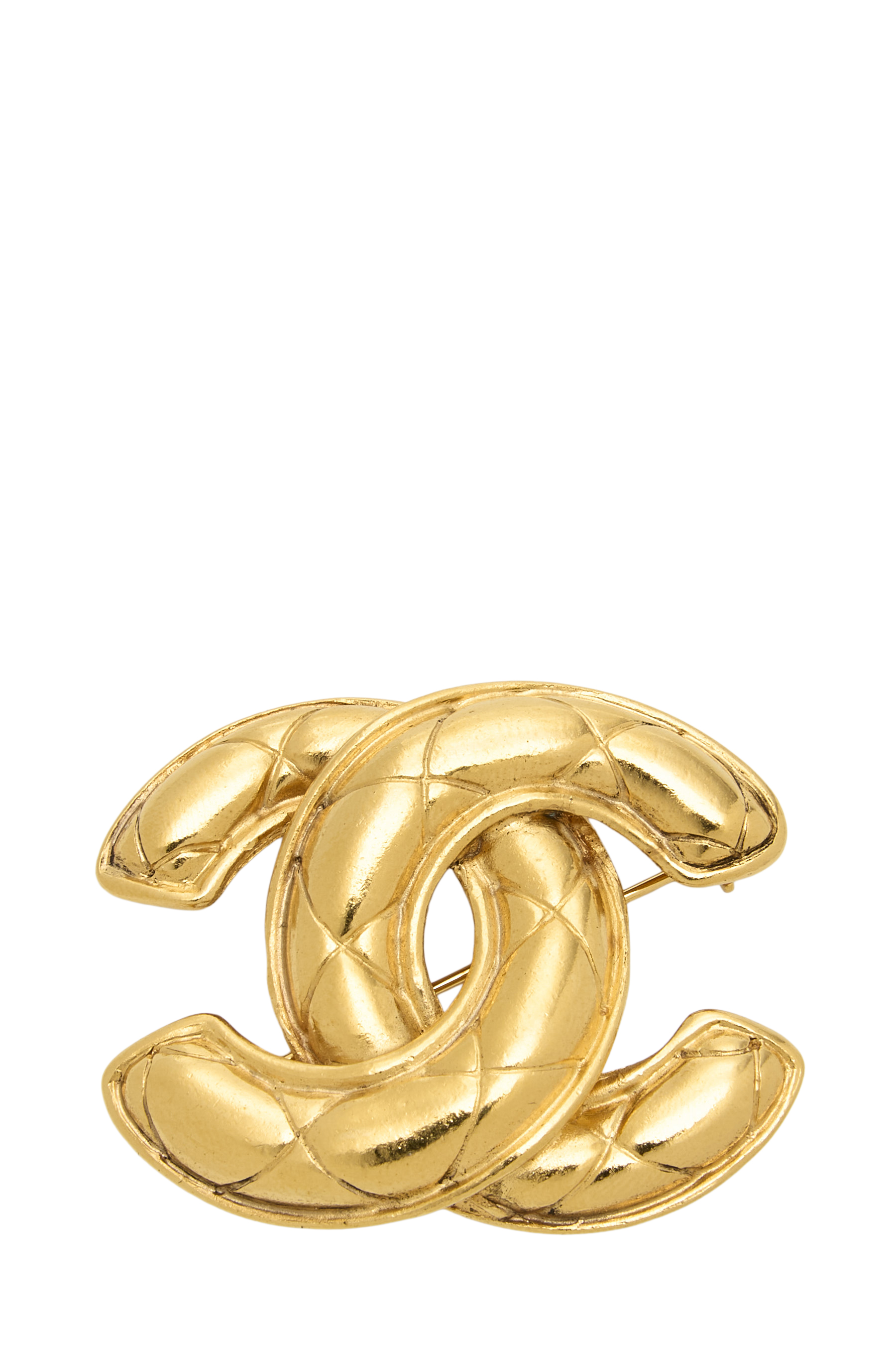 Women's Chanel Gold Quilted 'CC' Pin Medium in Gold Medium