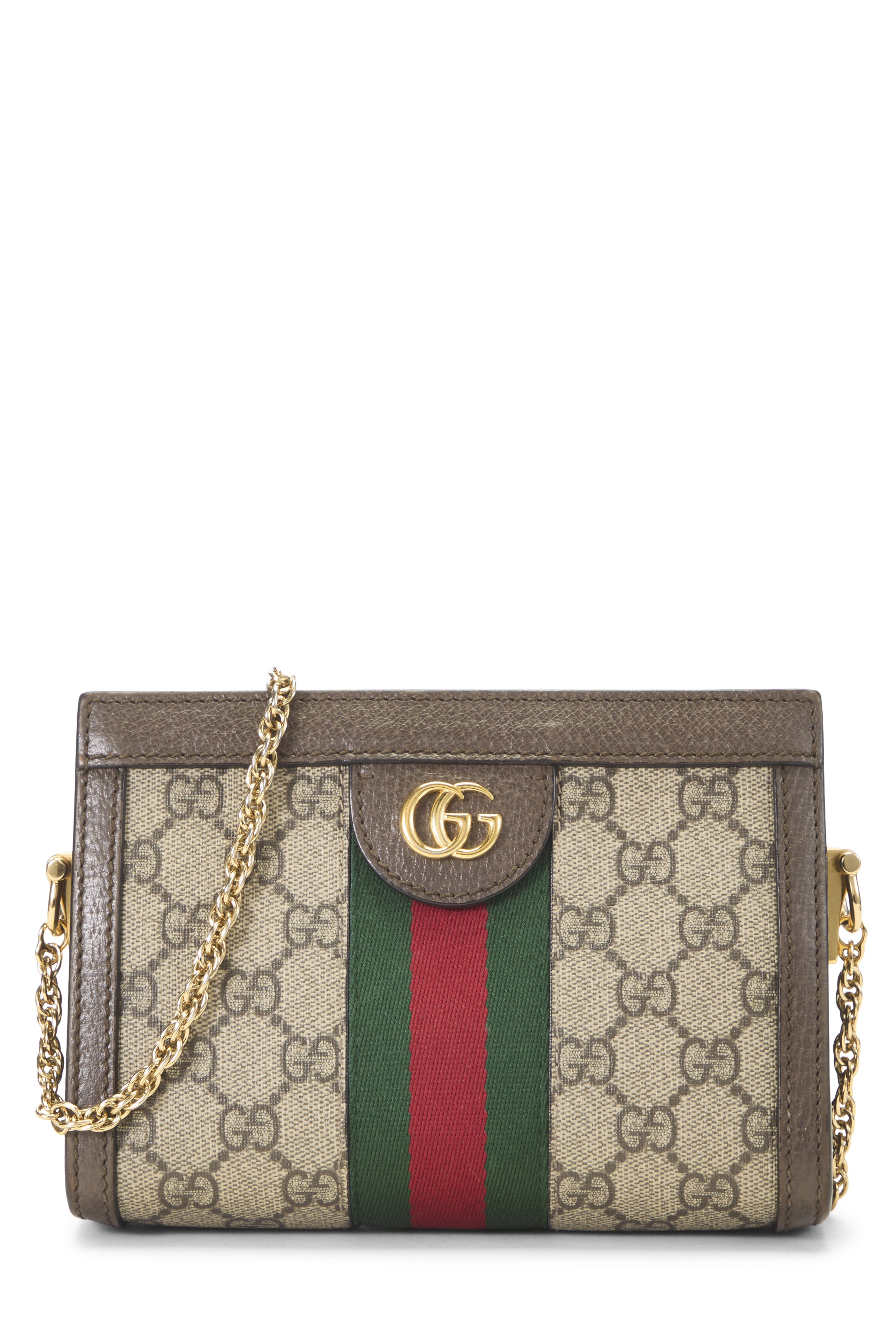 Women's Gucci Original GG Supreme Canvas Ophidia Shoulder Bag Mini in Brown Mini