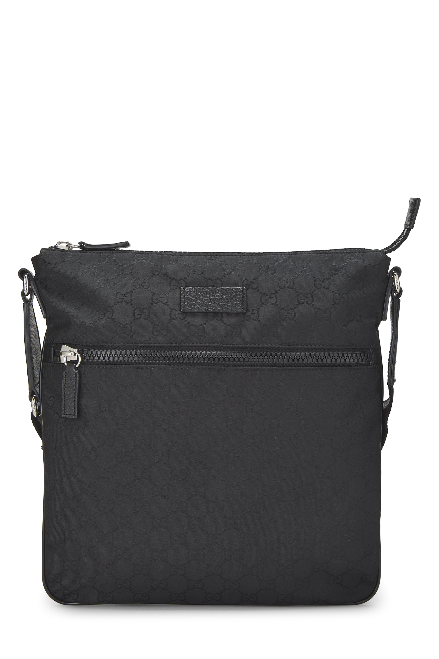 Women's Gucci Black GG Nylon Zip Pocket Messenger Medium in Black Medium