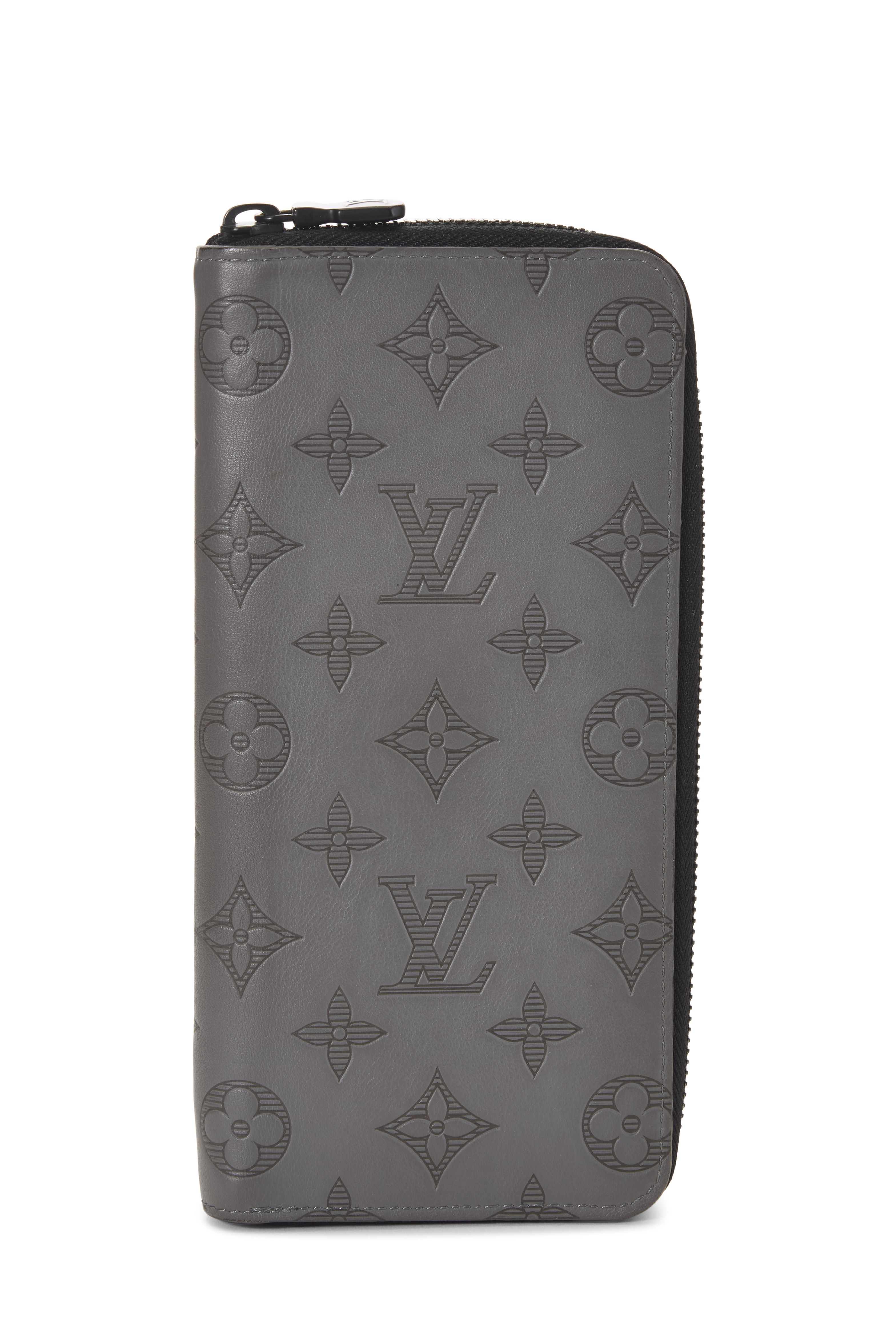Women's Louis Vuitton Grey Monogram Shadow Zippy Vertical in Grey