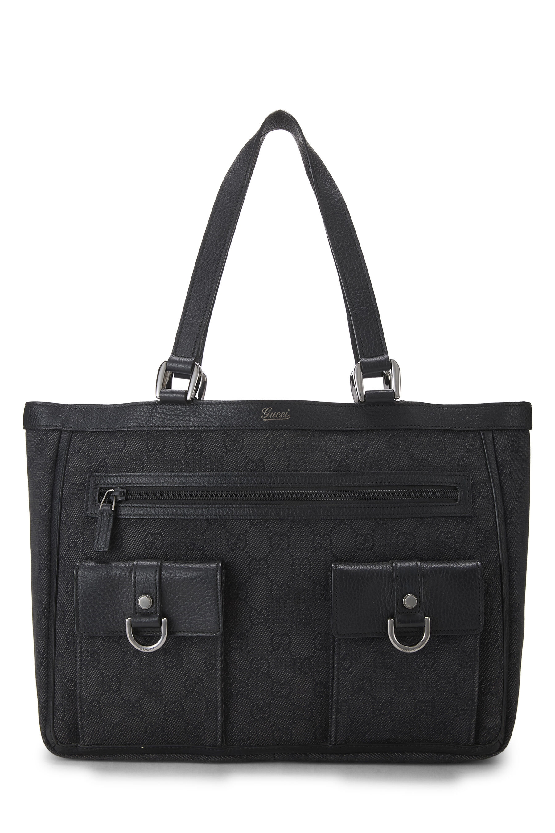 Women's Gucci Black GG Canvas Abbey Pocket Tote in Brown